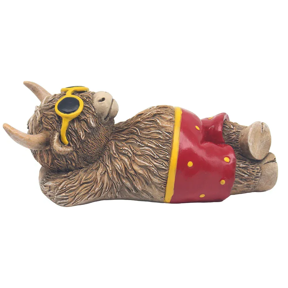 Highland Cow Beach Time Ornament Figurine by Julian Charles