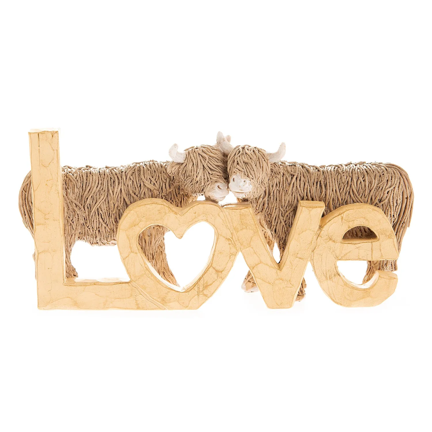 Highland Cow Ornament with Love Design - Brown