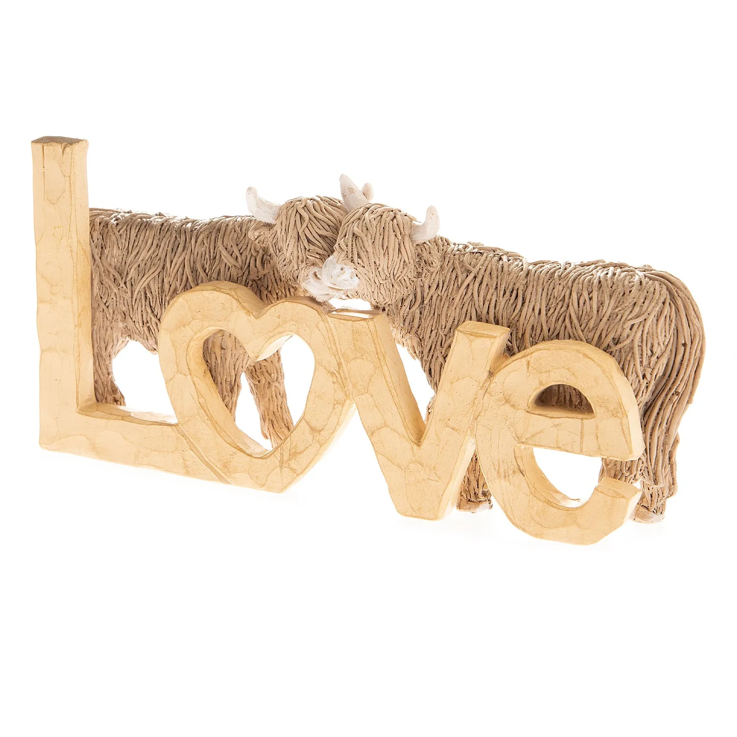 Highland Cow Ornament with Love Design - Brown image