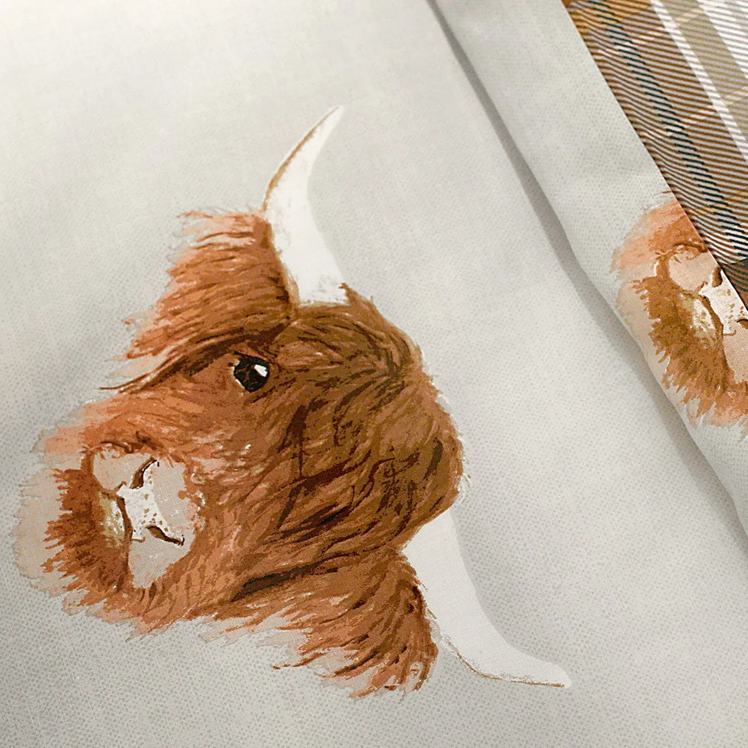 Highland Cow Single Duvet Set - Natural, Polycotton alternate view