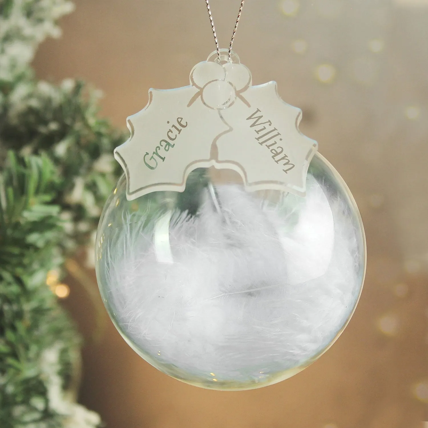 Holly Personalised Glass Bauble - White by Julian Charles, image 2