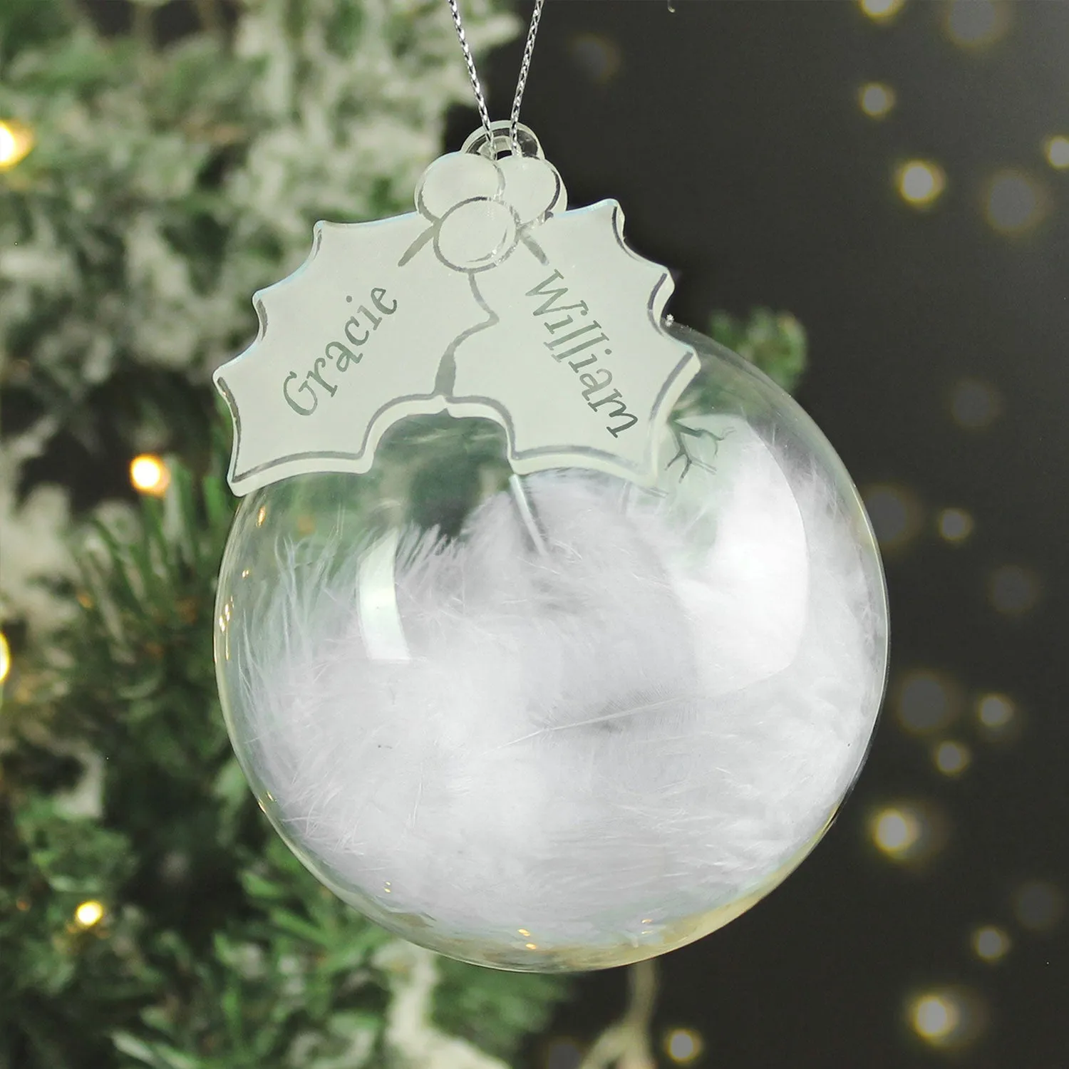 Holly Personalised Glass Bauble - White by Julian Charles