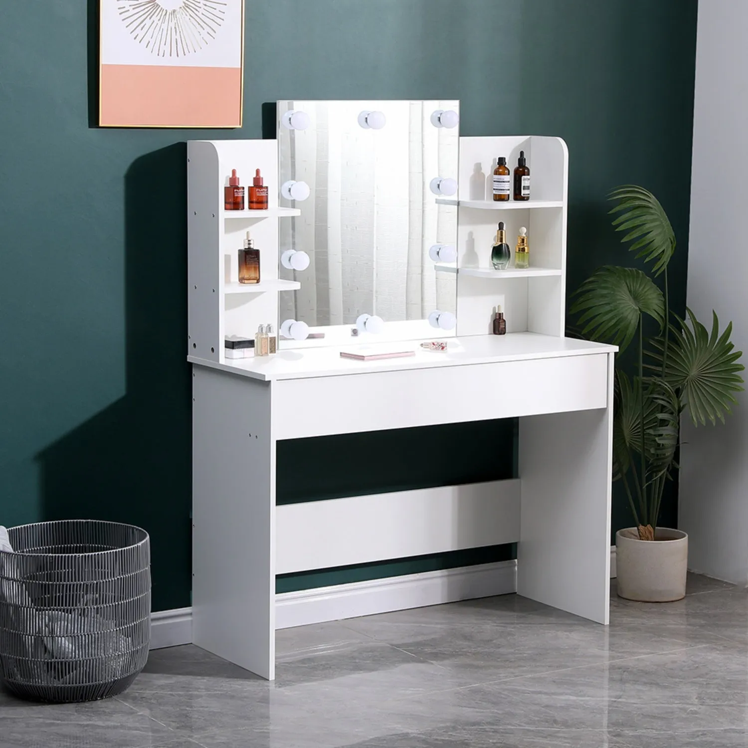 Hollywood Vanity Desk with LED Mirror & Drawer - White product