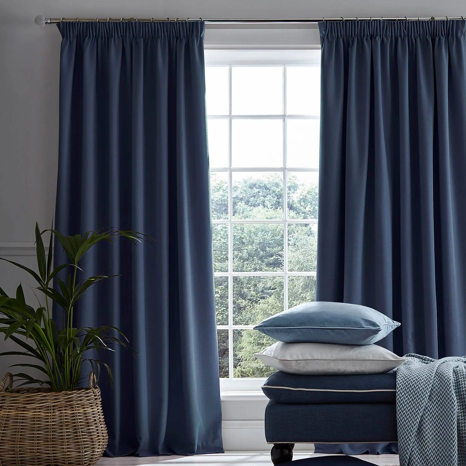 Laura Ashley Stephanie Blackout Pencil Pleat Curtain - Blue product