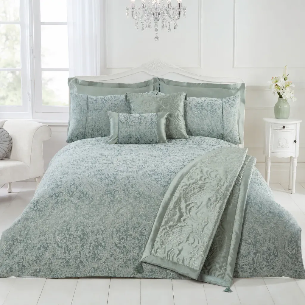Paisley Single 6 Piece Bedding Bundle - Soft Green, Jacquard alternate view