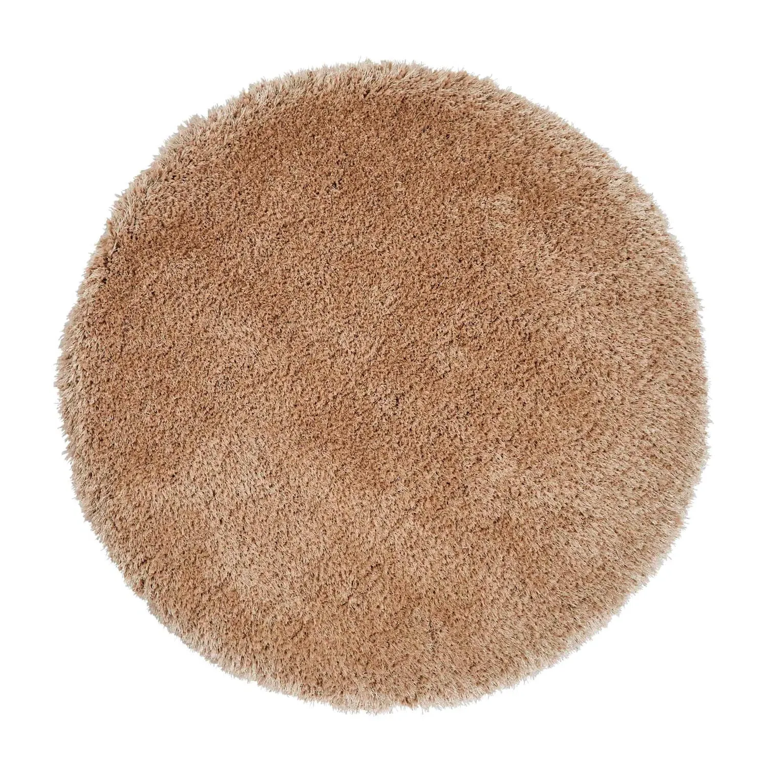 Round Shaggy Rug 8cm Pile - Beige, Hand-Tufted image
