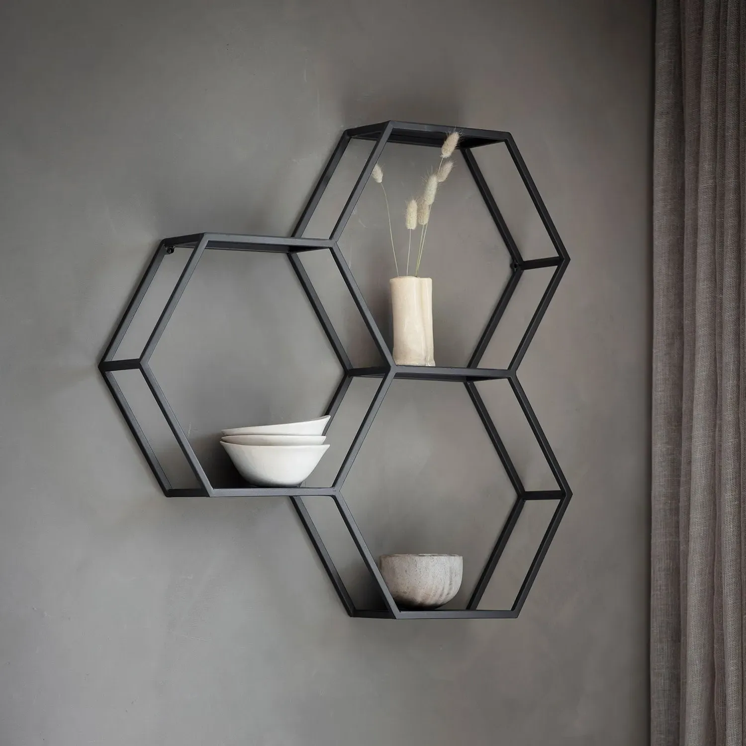 Honeycomb Wall Storage Unit - Black, Metal