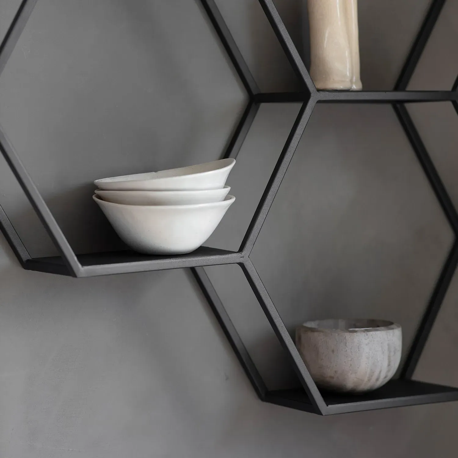 Honeycomb Wall Storage Unit - Black, Metal image