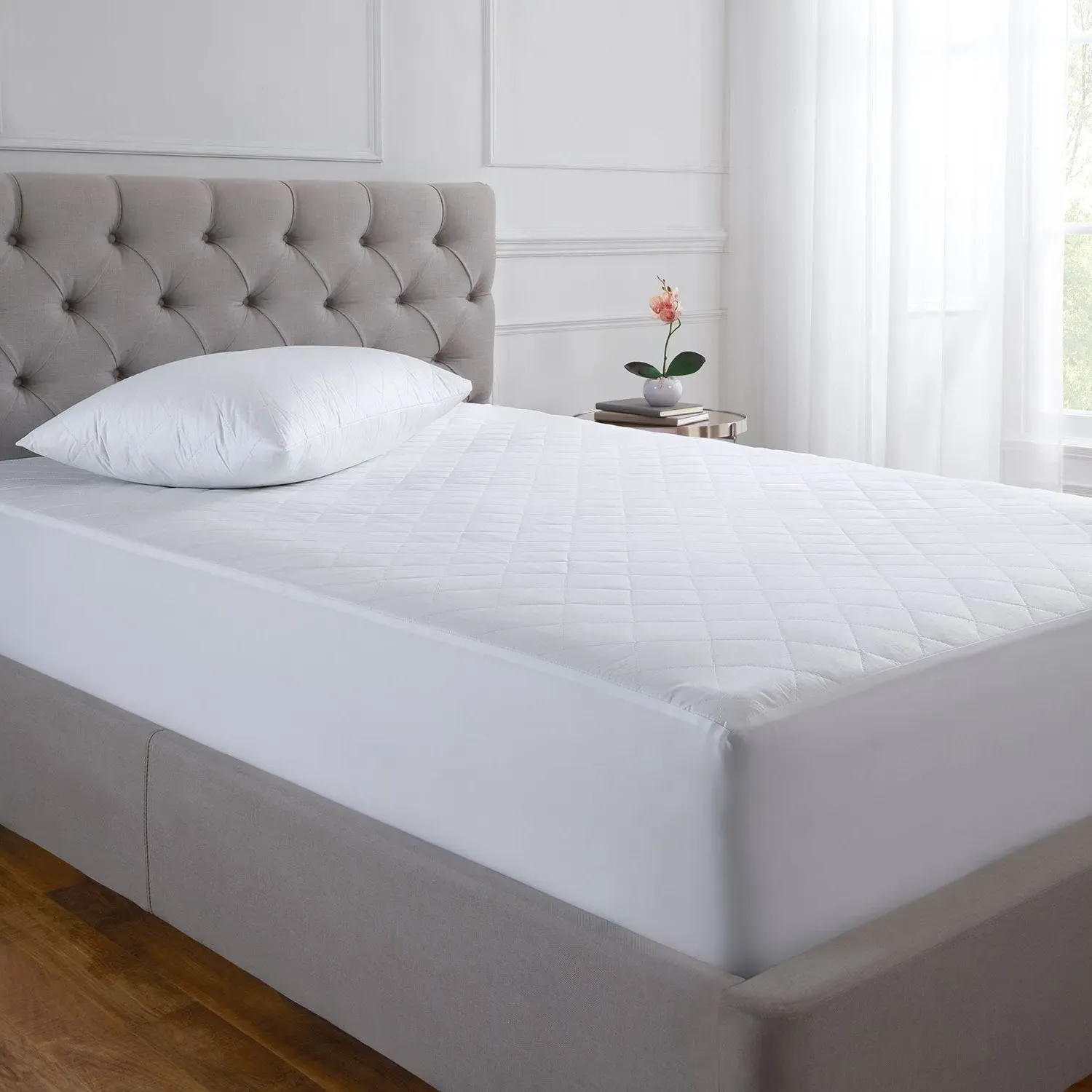 Hotel Collection Super King Mattress Protector - White, Cotton by Julian Charles
