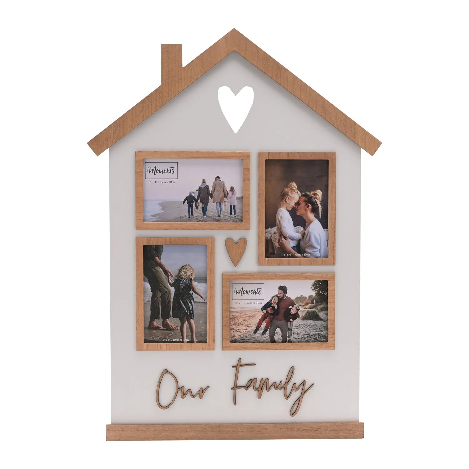 House Shaped Collage Photo Frame - White, Wood