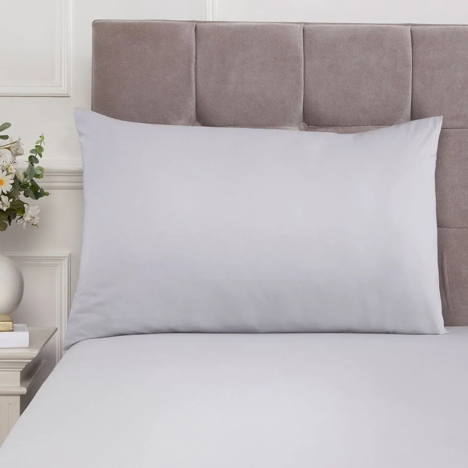 Housewife Pillowcase Pair 180TC - Grey, Cotton