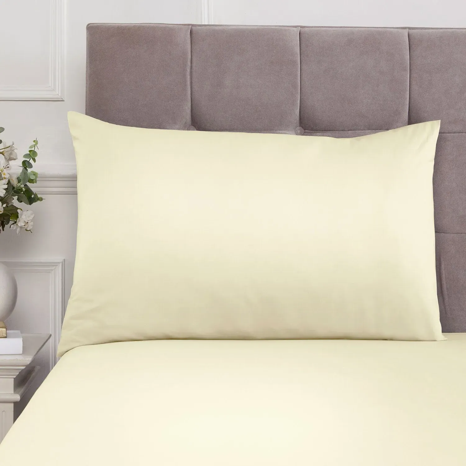 Housewife Pillowcase Pair 180TC - Yellow, Cotton