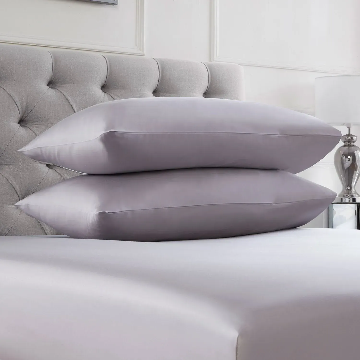 Housewife Pillowcase Pair 400TC - Grey, Cotton