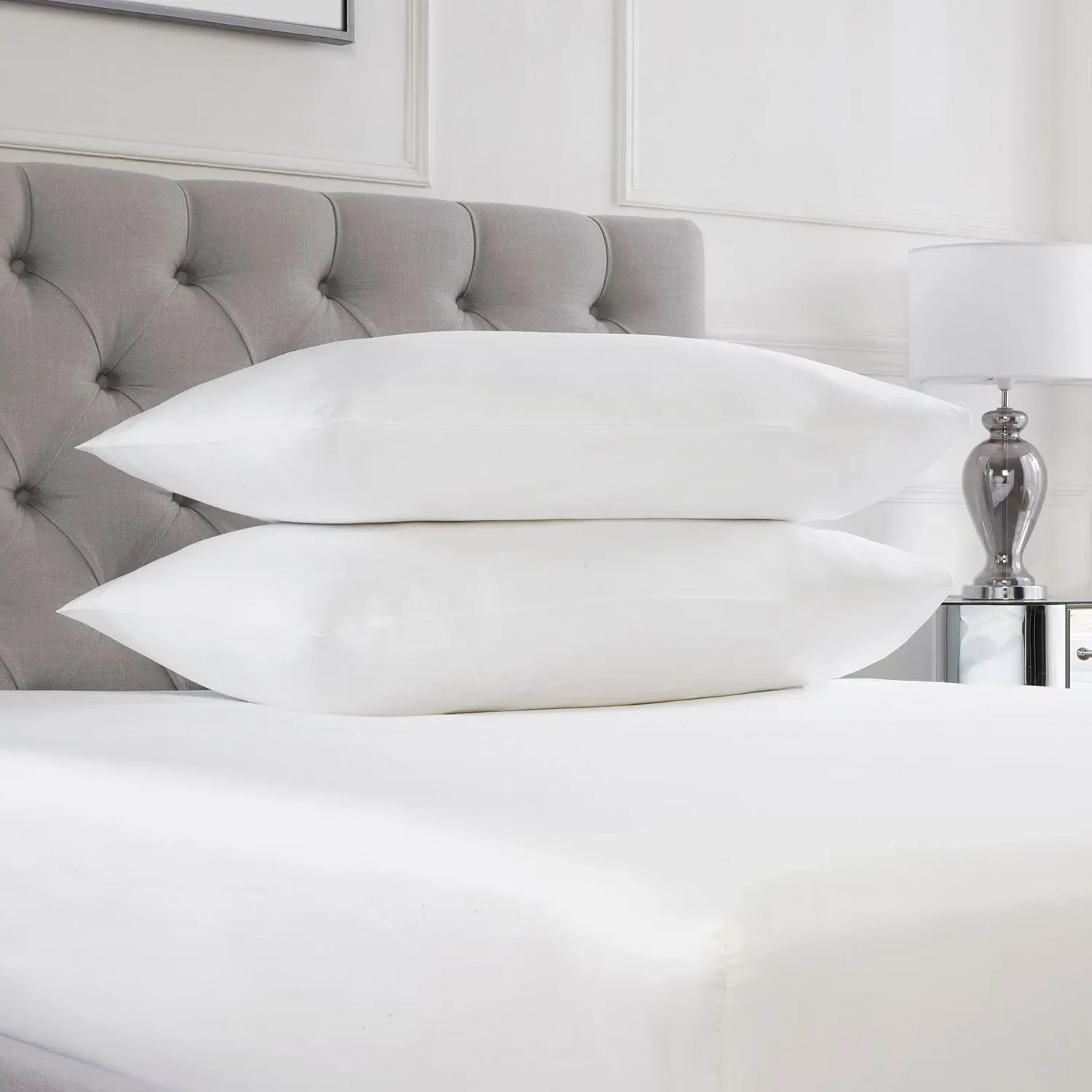 Housewife Pillowcase Pair 400TC - White, Cotton