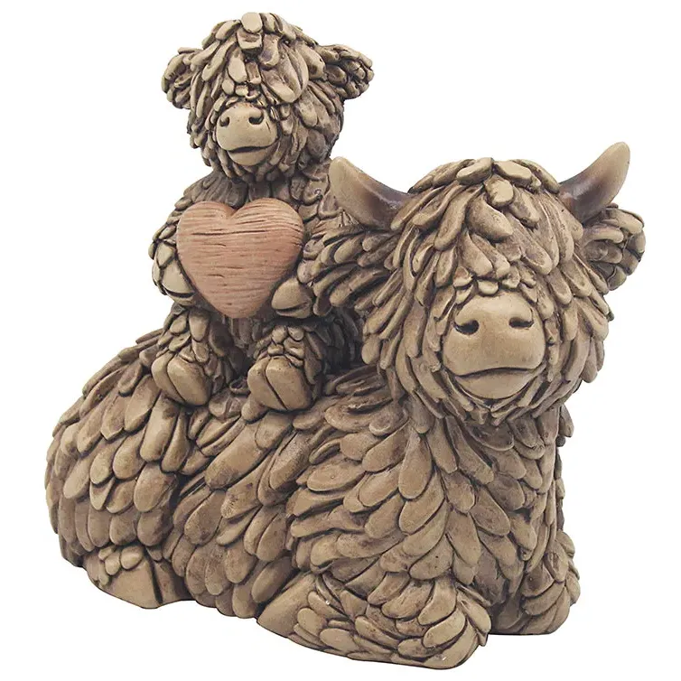 Hughie Highland Cow Laying Heart Ornament by Julian Charles
