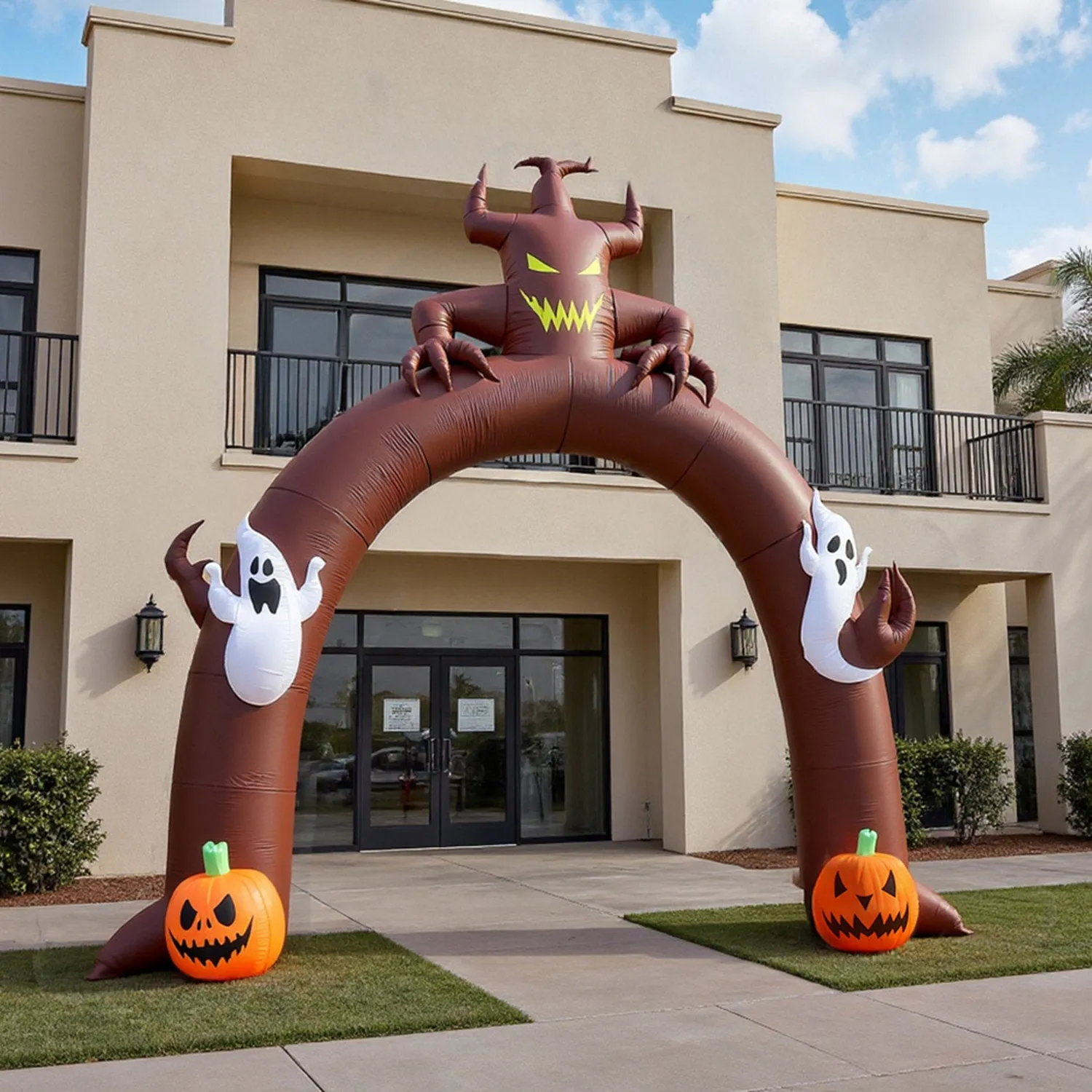 Inflatable Halloween Ghost and Pumpkin Archway 10.4ft by Julian Charles