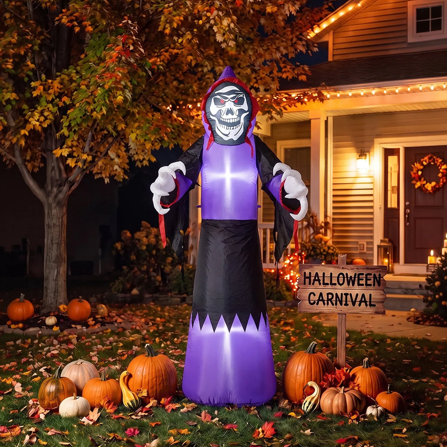 Inflatable Halloween LED Grim Reaper 11.8ft Decor by Julian Charles