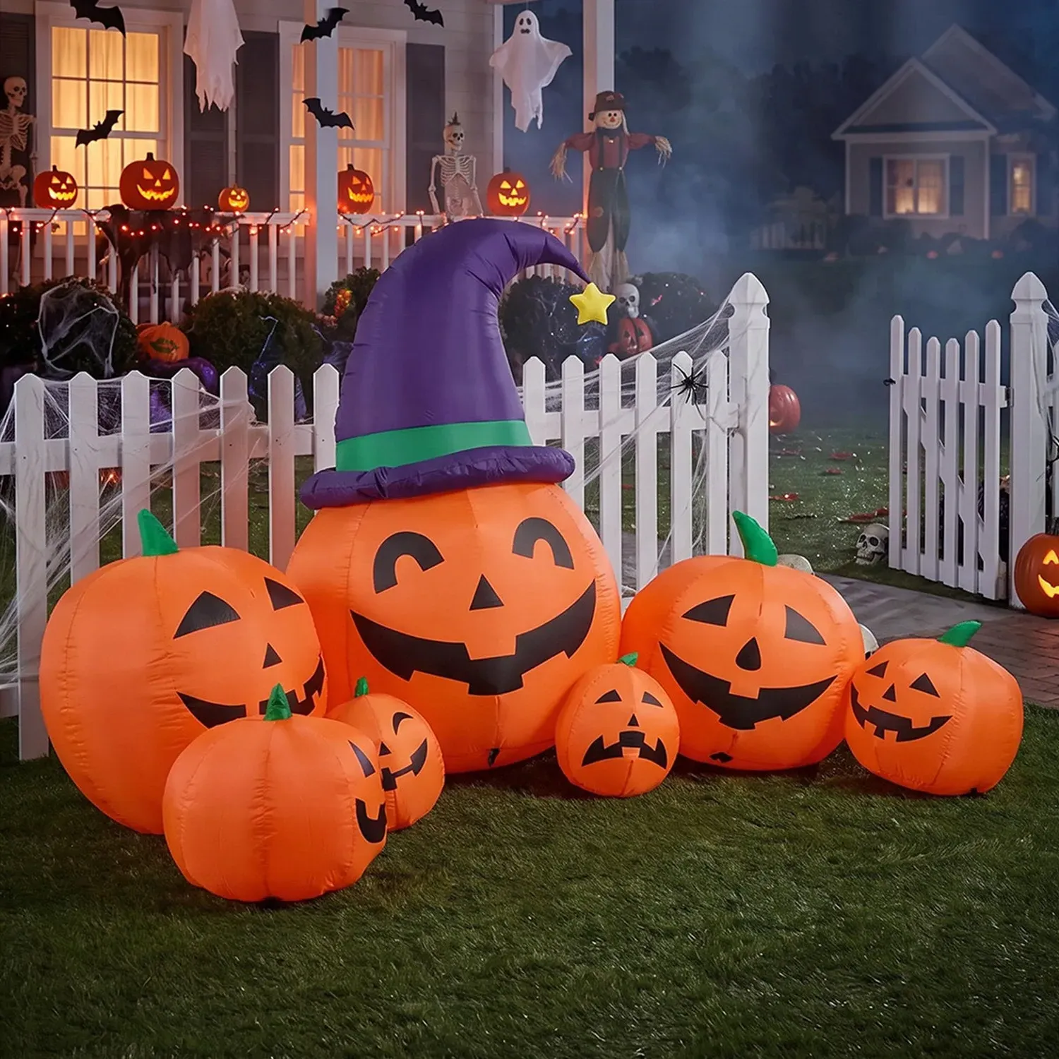 Inflatable Halloween LED Pumpkin Family 4.6ft Decor by Julian Charles