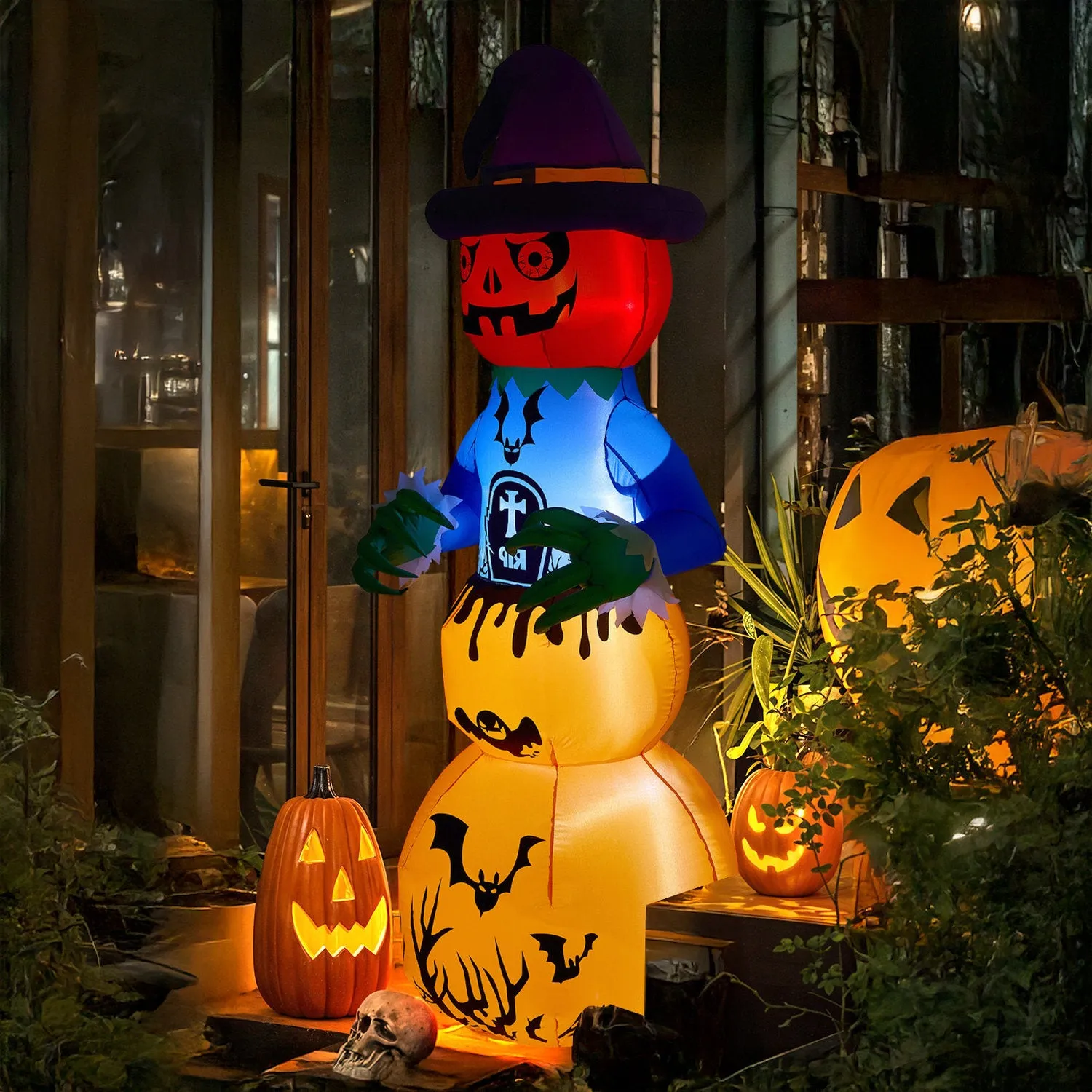 Inflatable Halloween LED Stacked Pumpkin Ghost 6ft Decor by Julian Charles, image 2
