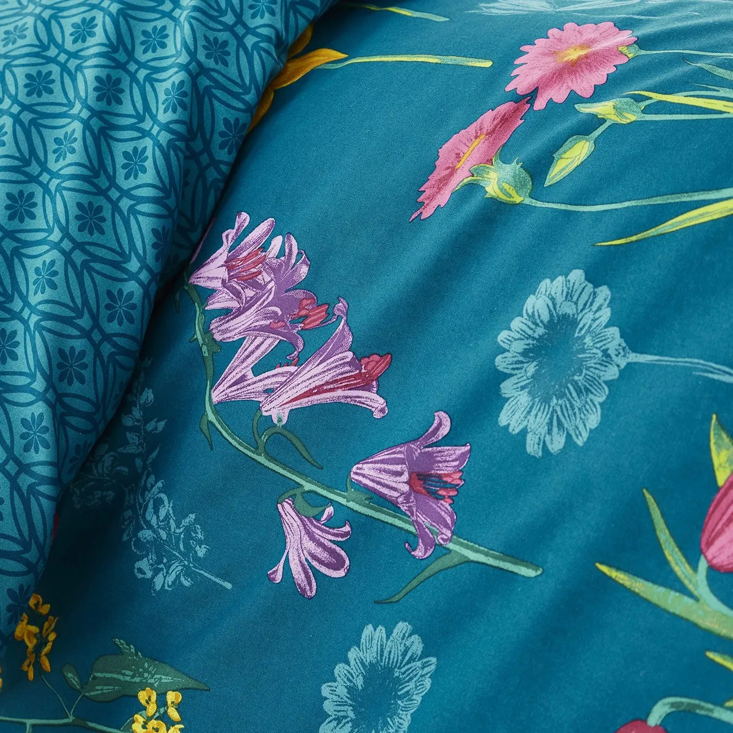Ingrid Double Reversible Duvet Set - Teal, Polycotton alternate view