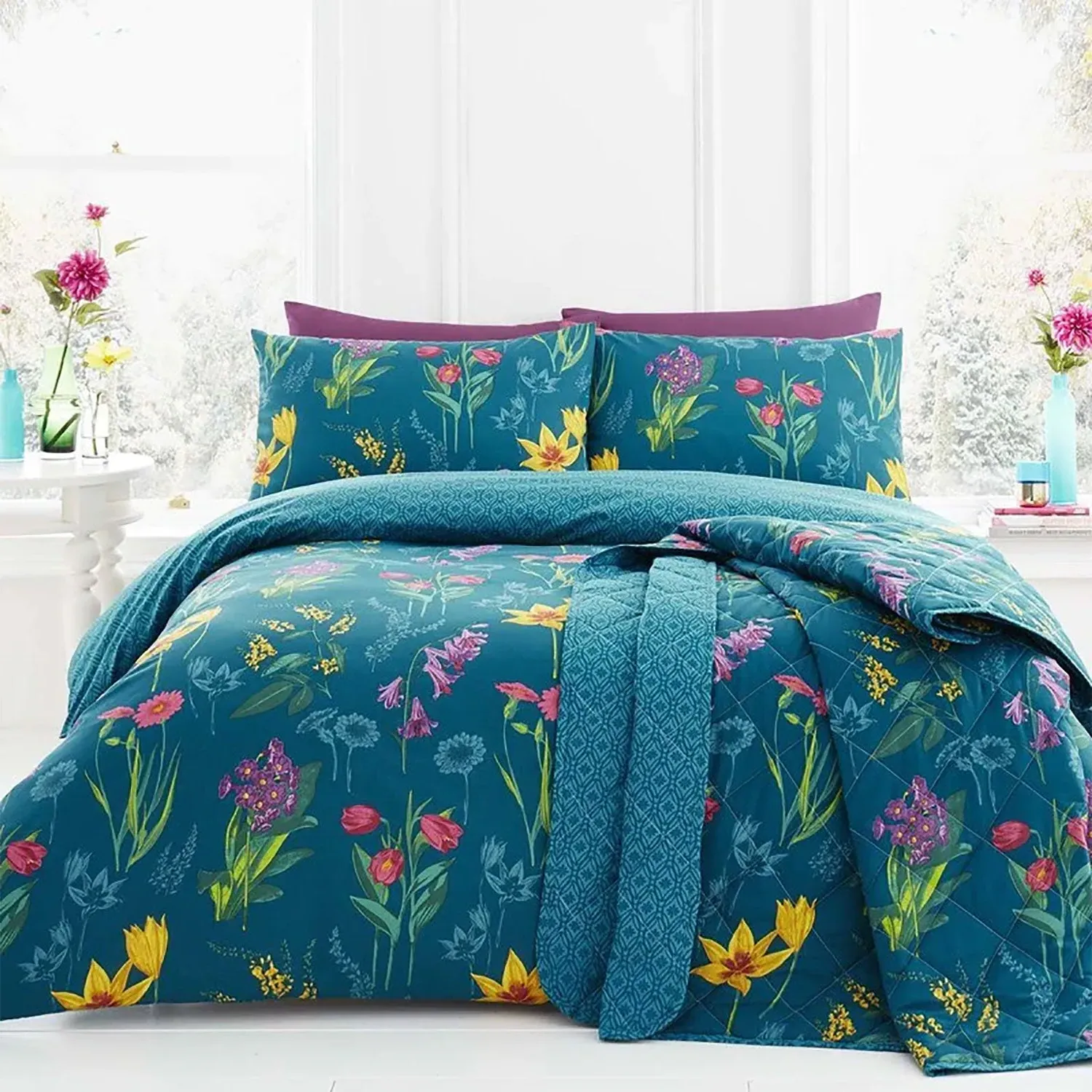 Ingrid Double Reversible Duvet Set - Teal, Polycotton product