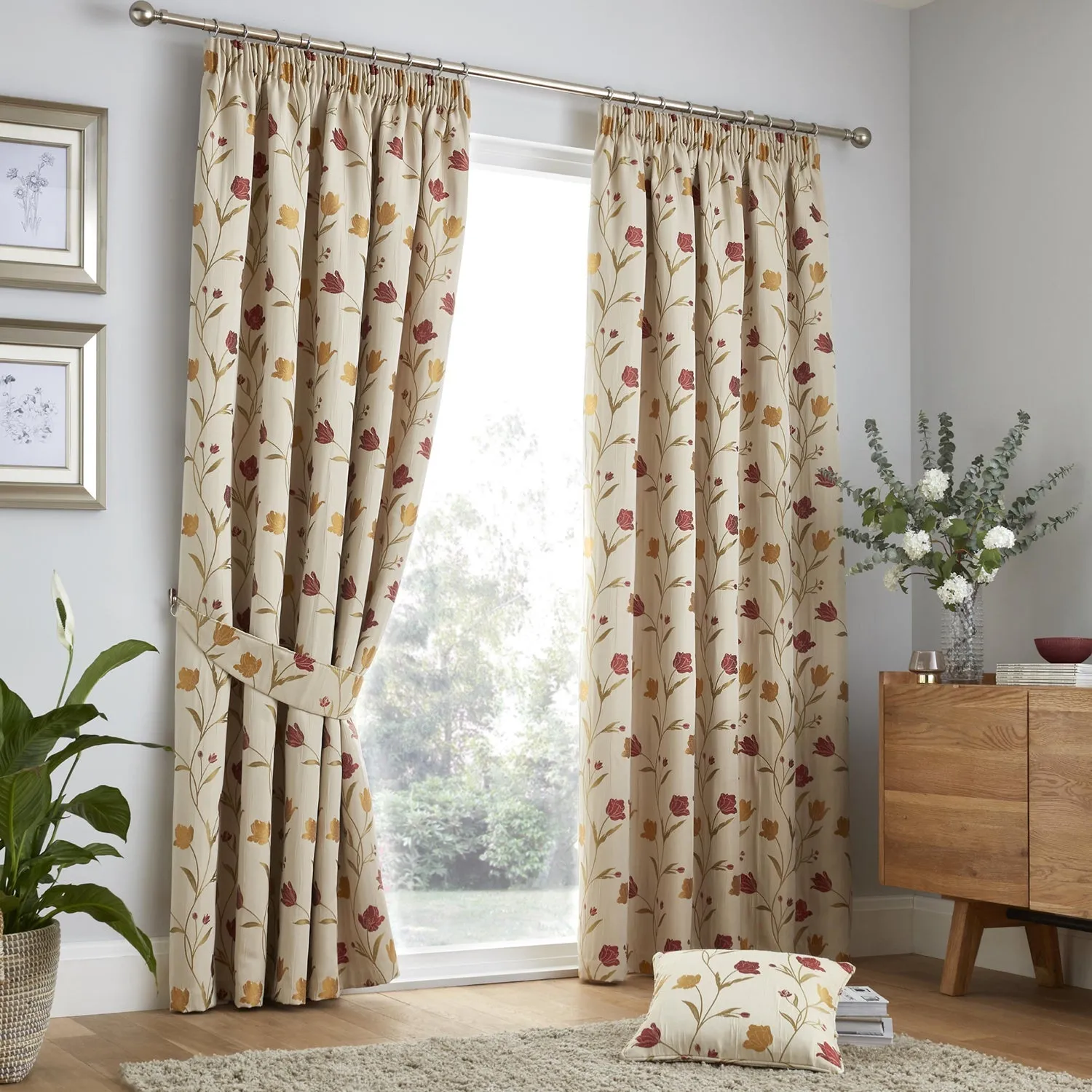 Juliette Pencil Pleat Curtains - Natural, Jacquard product