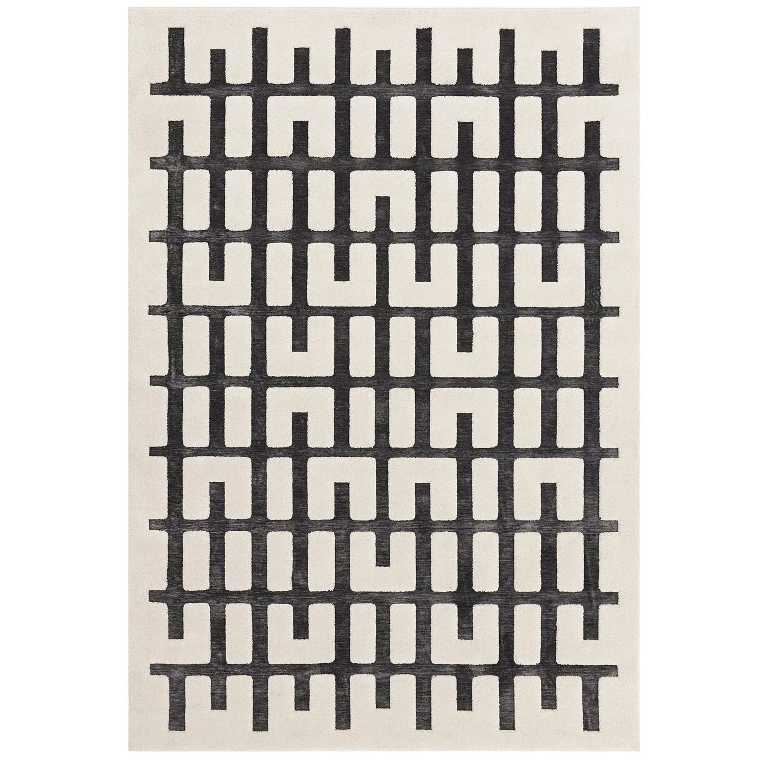 Junction Rug with 3D Patterns - Charcoal