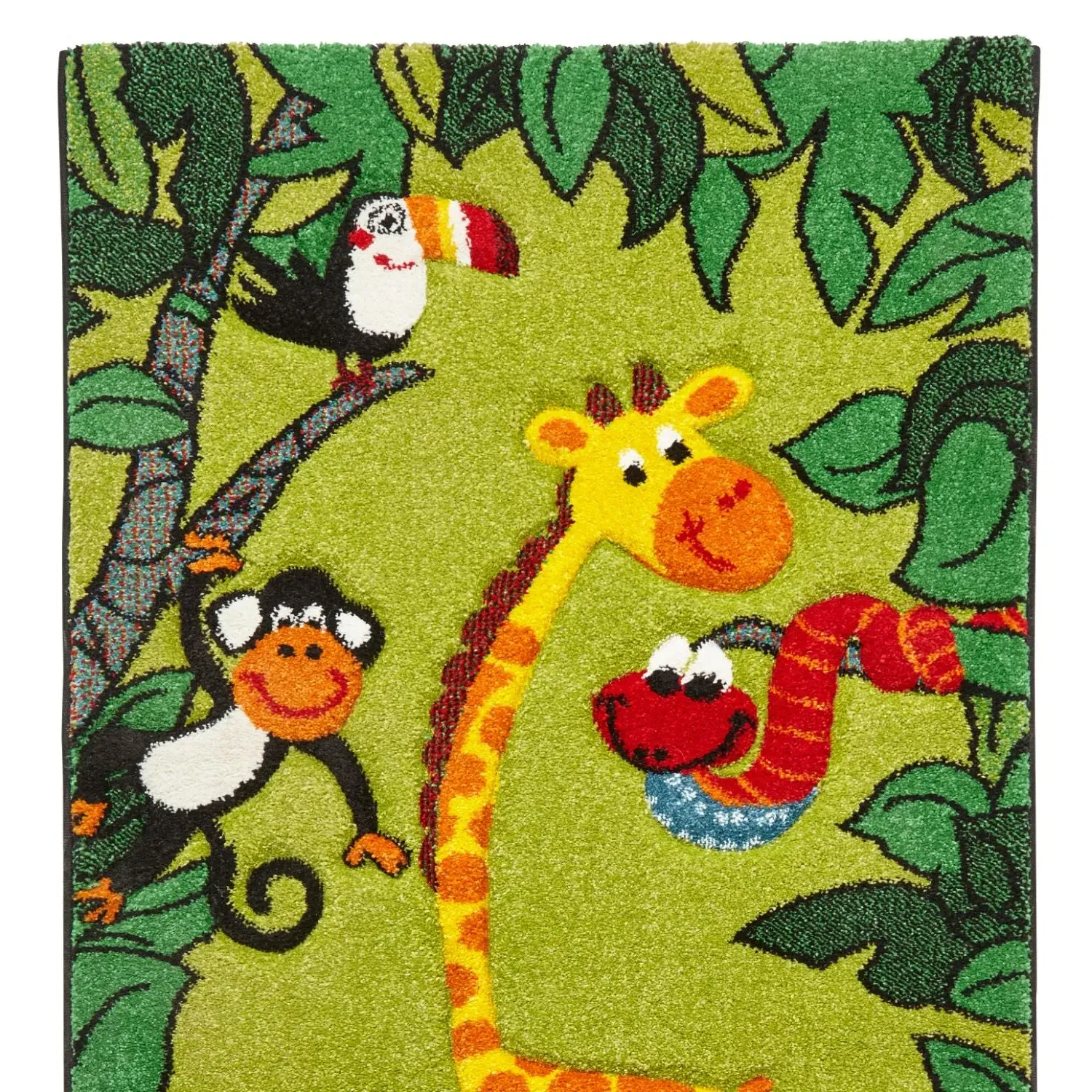 Jungle Pattern Rug - Green, Polypropylene