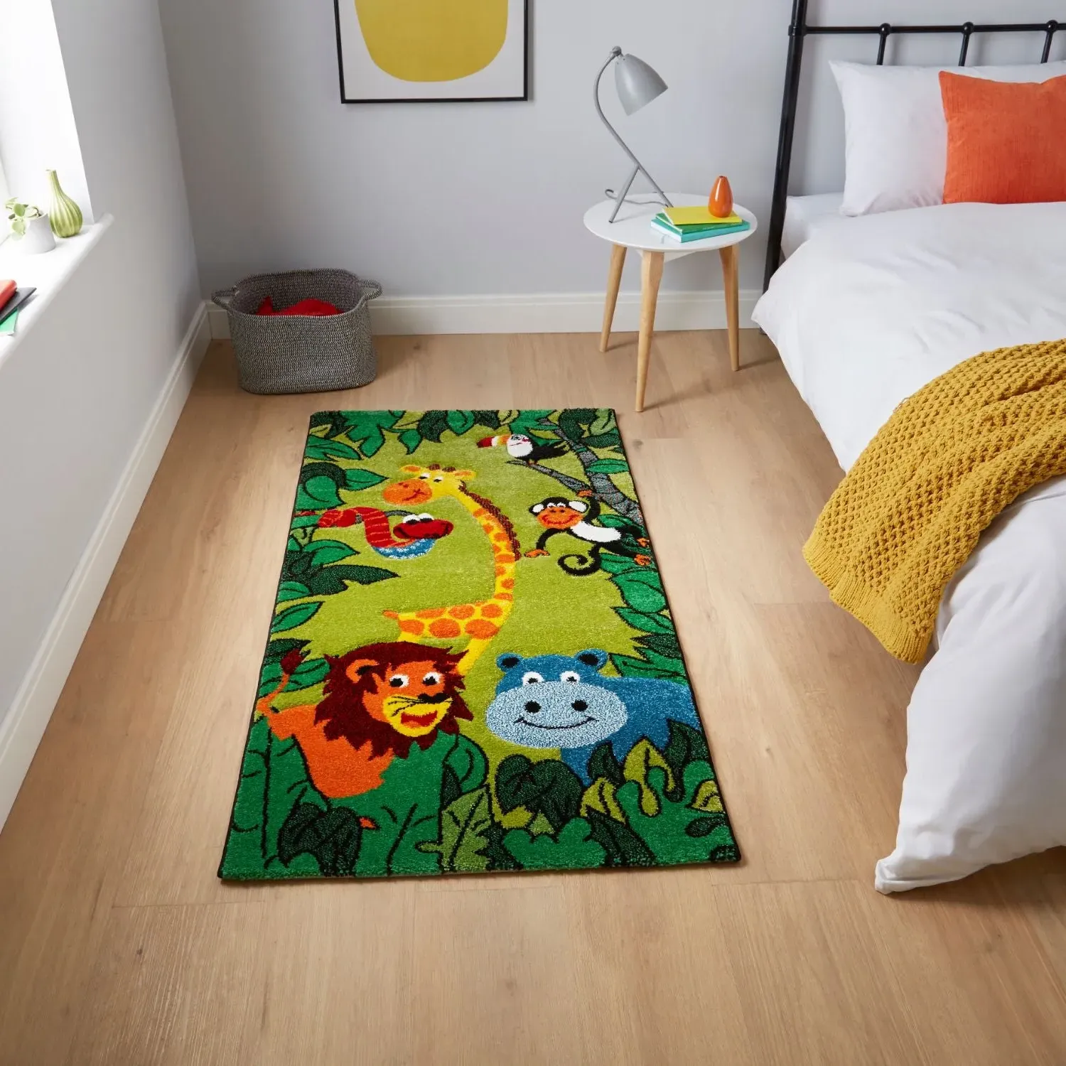 Jungle Pattern Rug - Green, Polypropylene