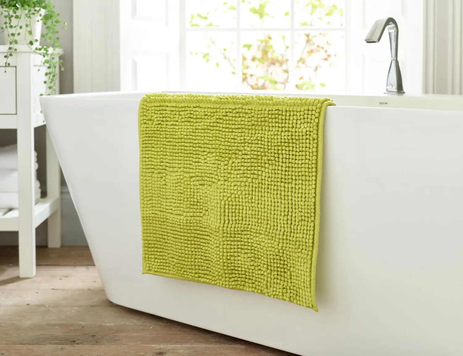 Kaleidoscope Bath Mat - Lime Green, Cotton