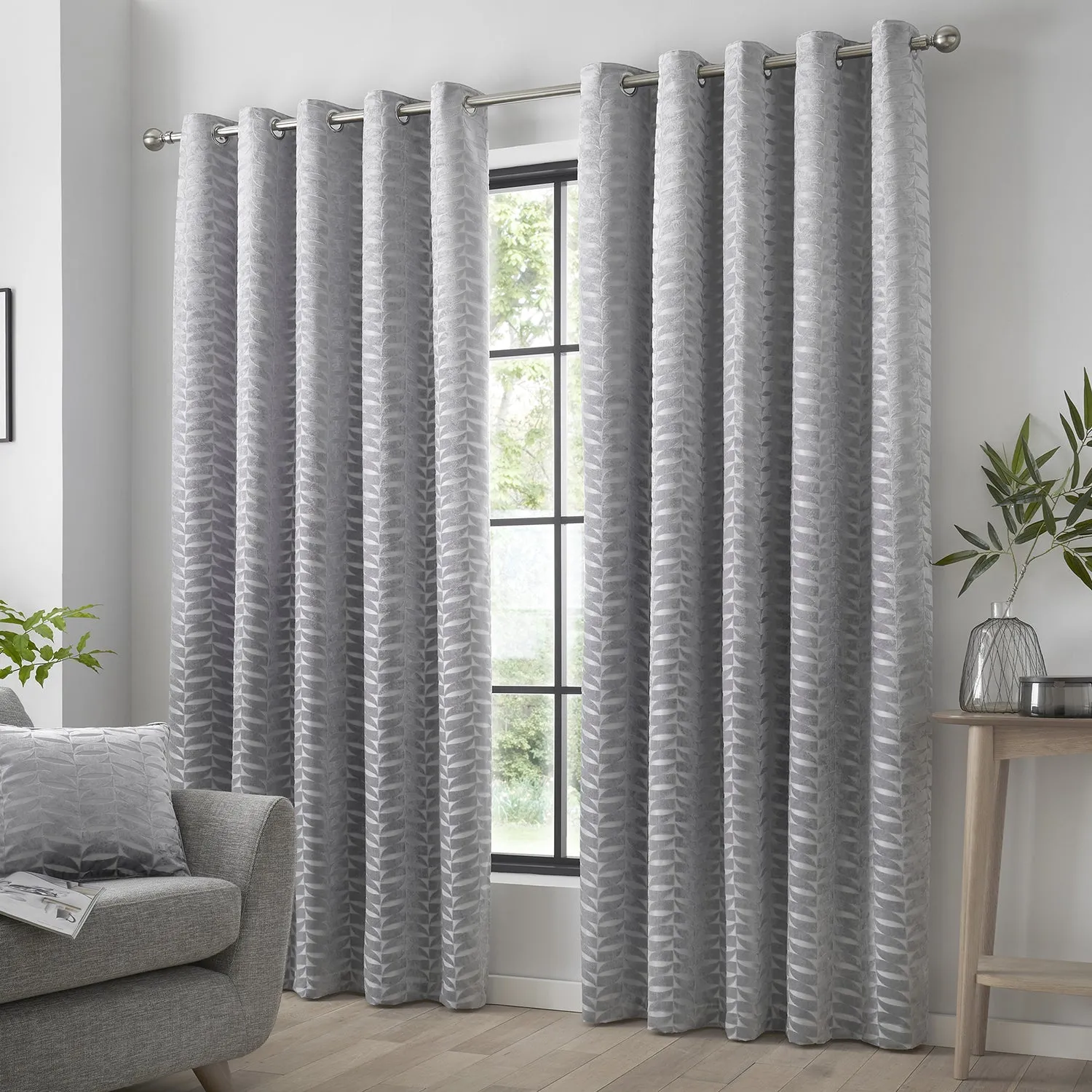 Kendal Eyelet Curtains W117cm x L183cm - Silver Grey, Velvet product