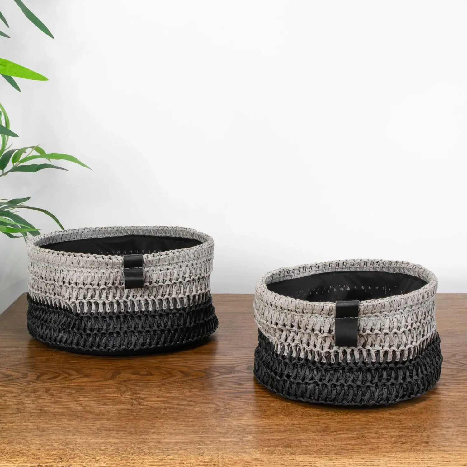 Kenzi Set of 2 Round Storage Baskets - Light Grey alternate view
