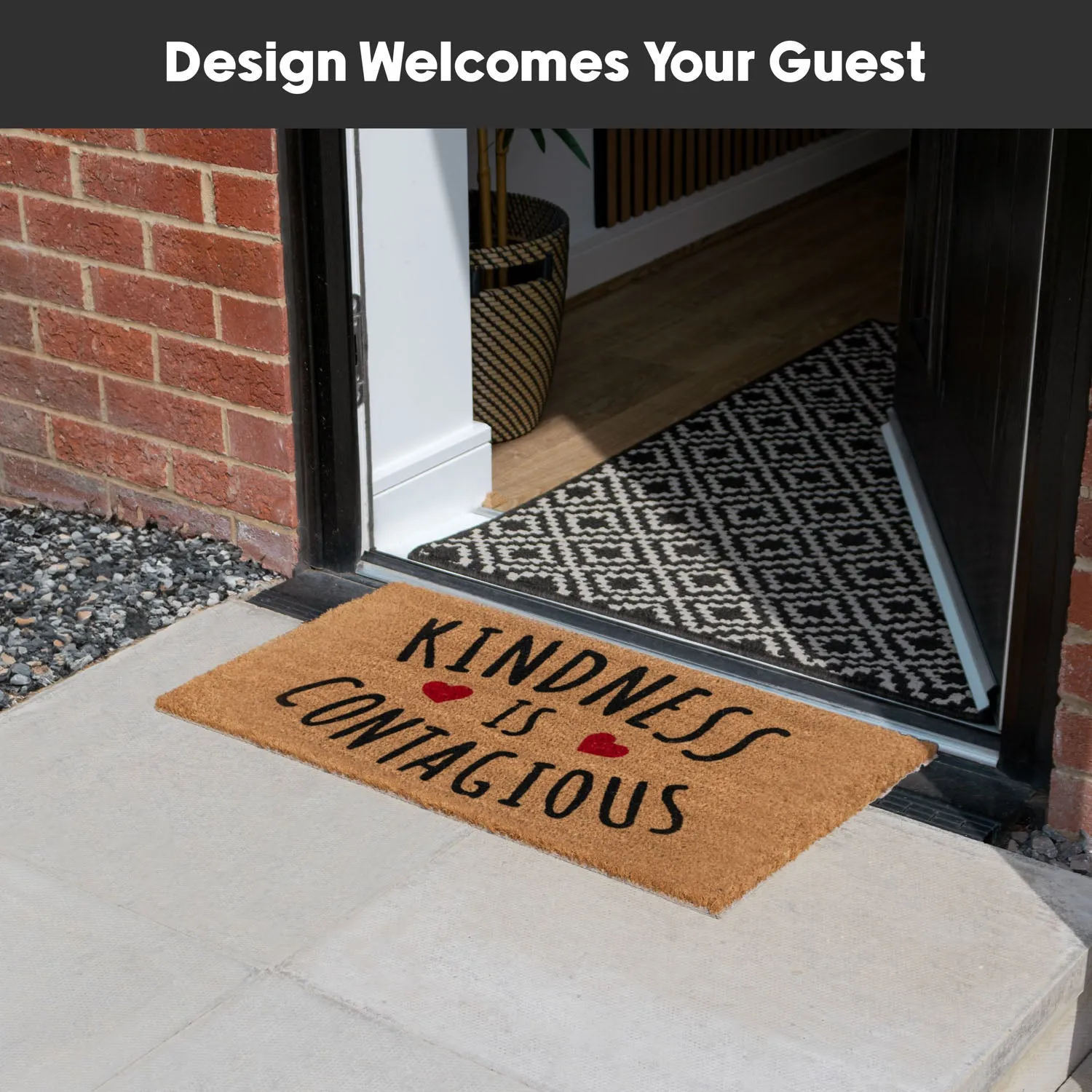 Kindness Latex Backed Coir Entrance Doormat - Brown alternate view