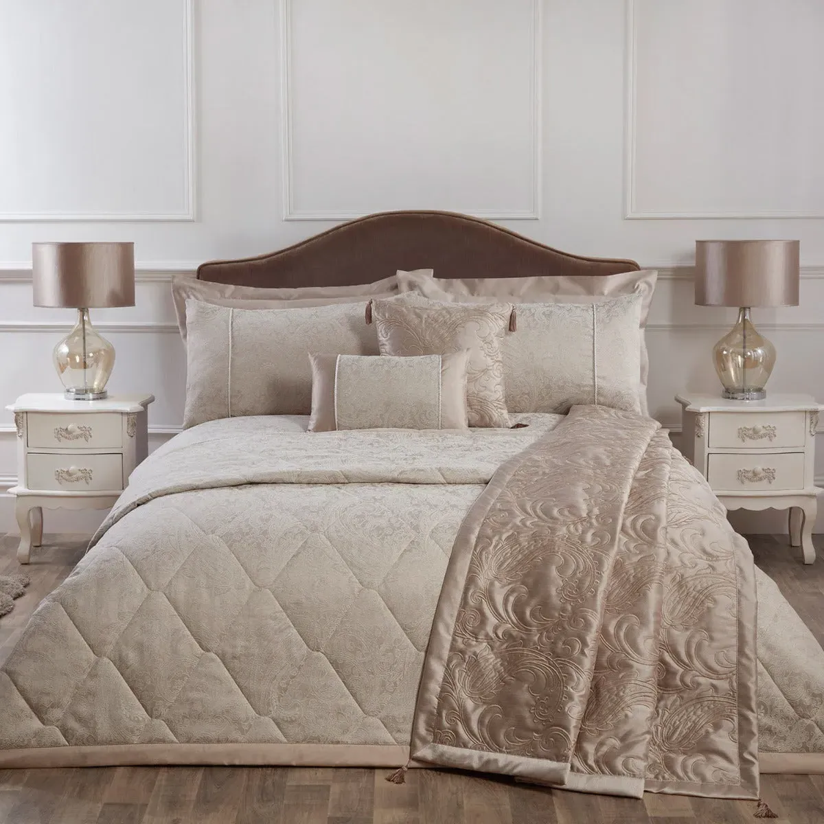 King Size Bedspread Quilted - Natural, Jacquard