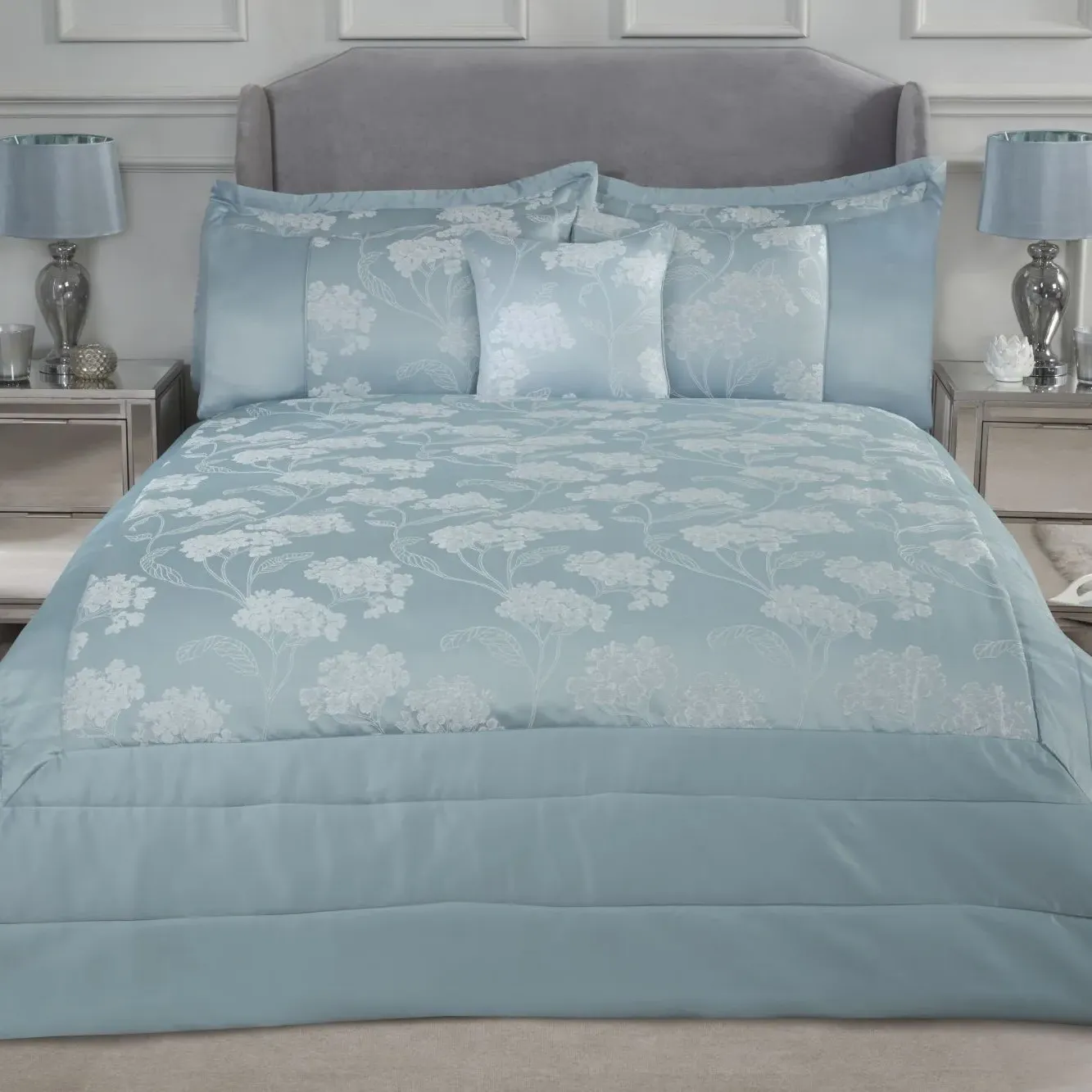 King Size Bedspread Set Quilted - Blue, Jacquard image