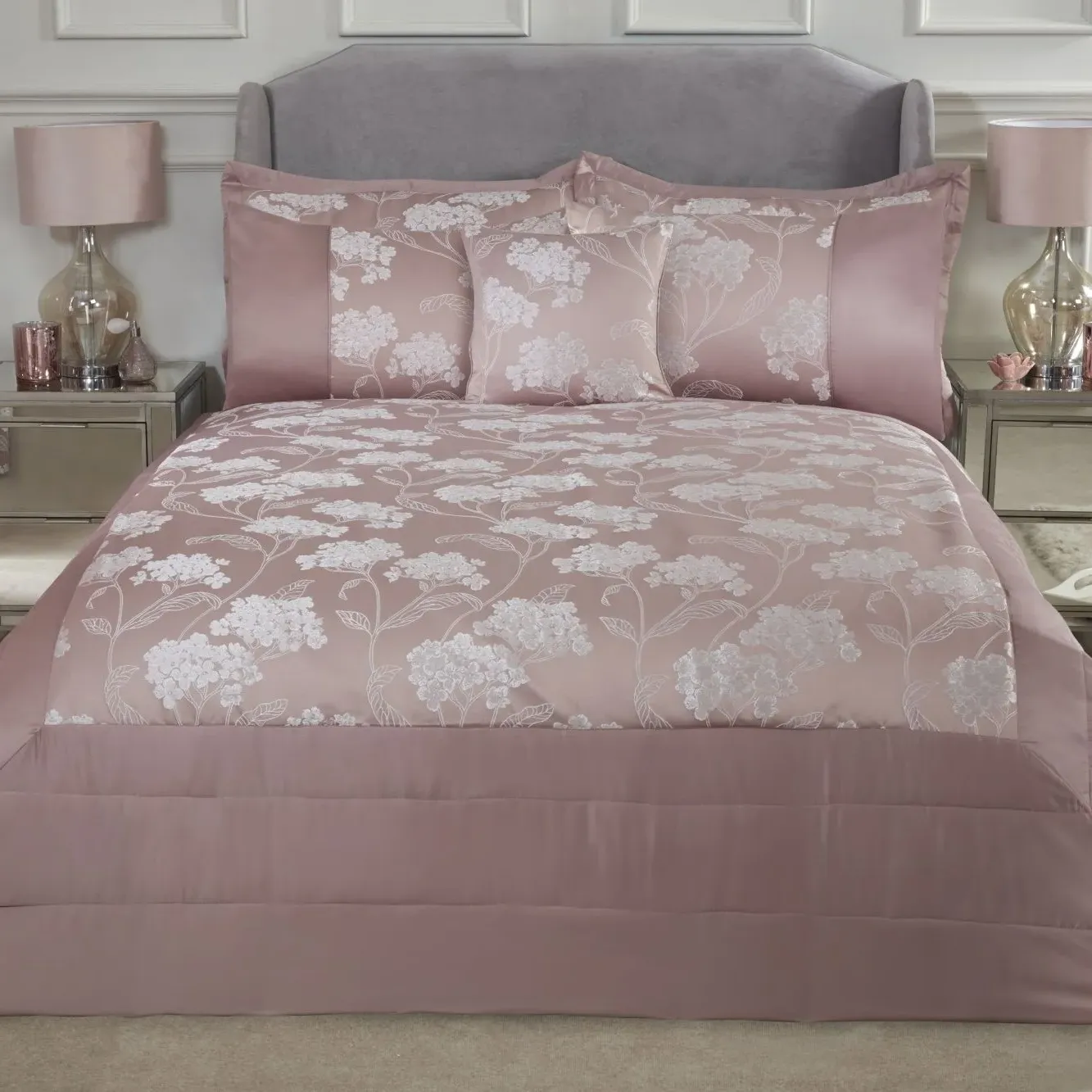 King Size Bedspread Set Quilted - Pink, Jacquard