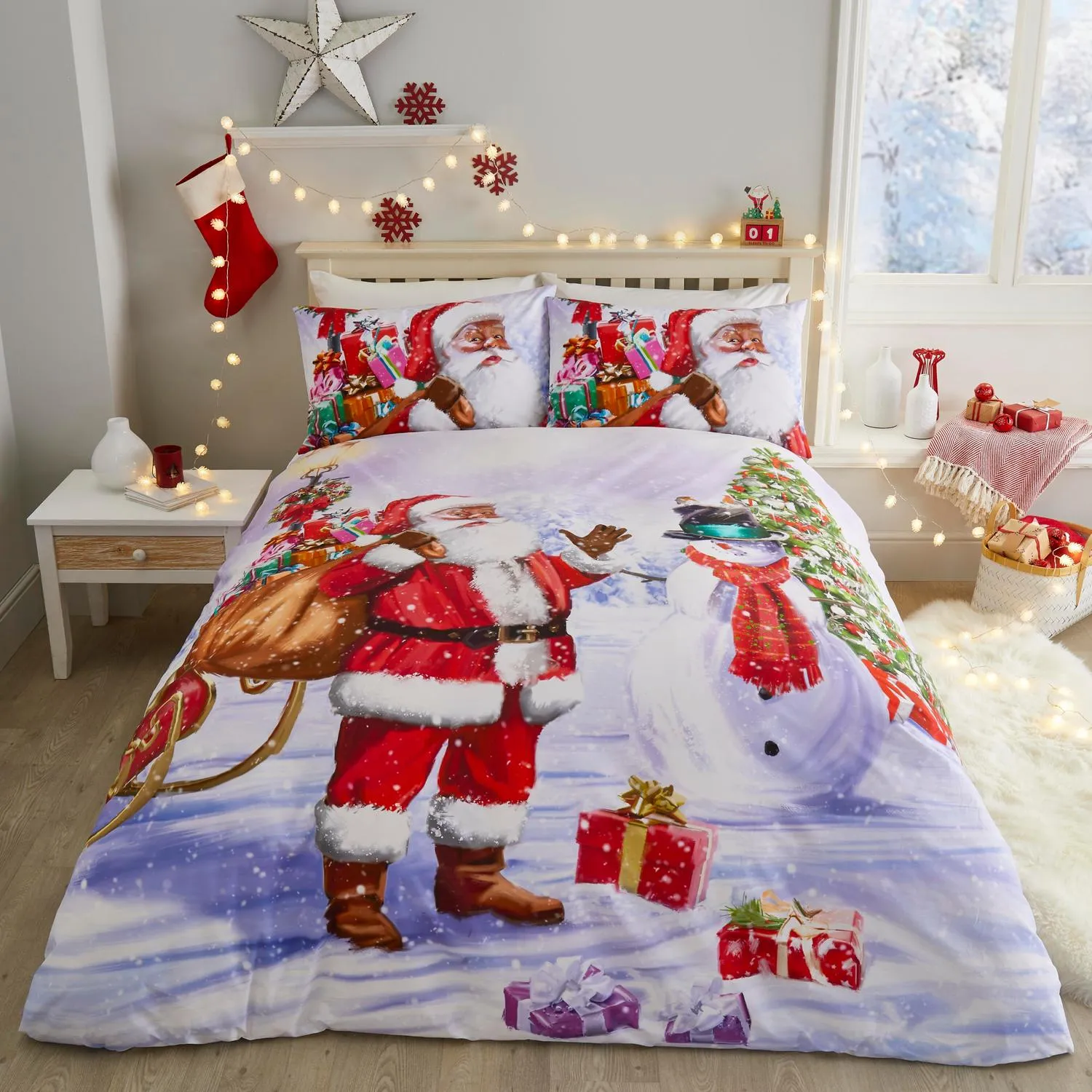 King Size Christmas Duvet Set - Multi, Polycotton