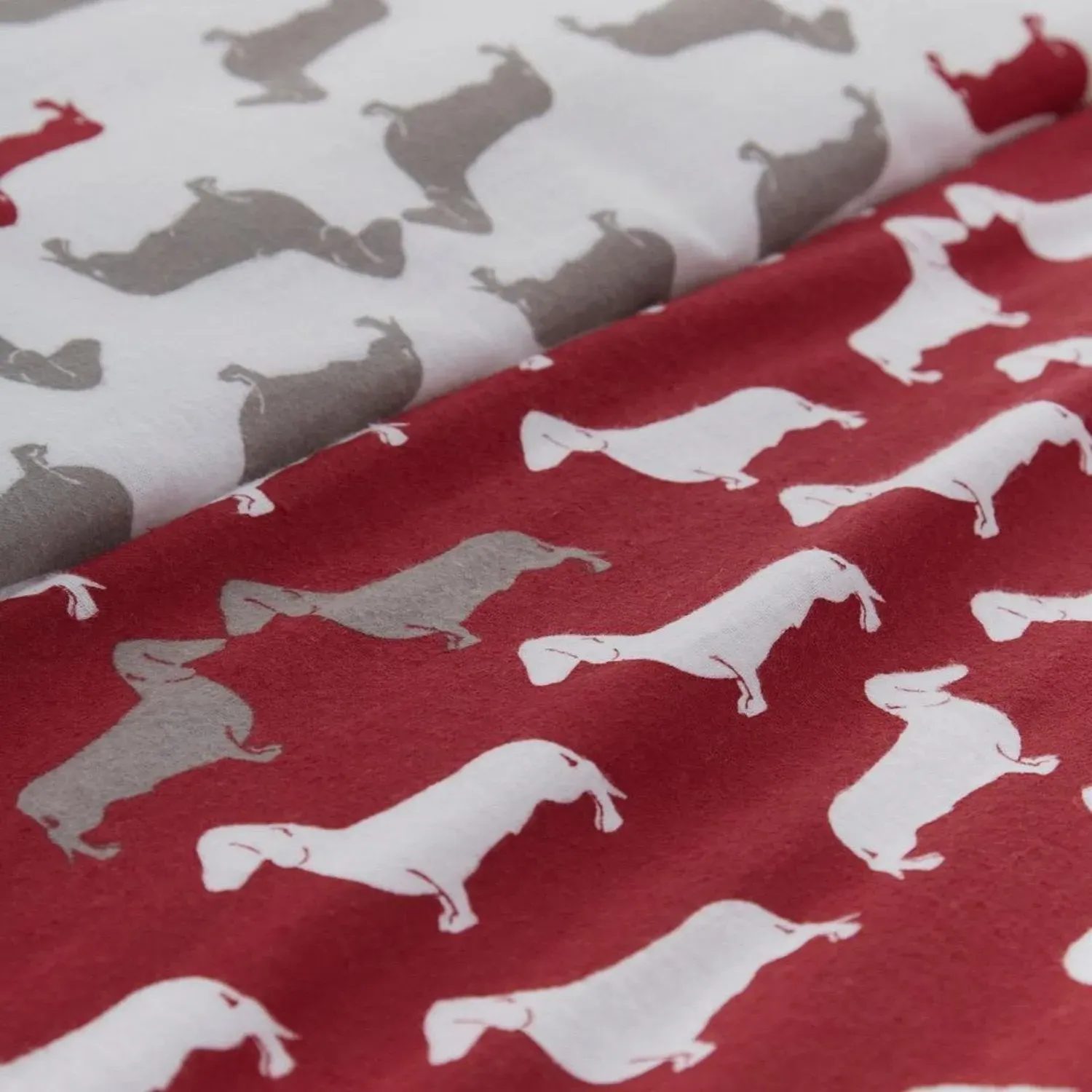 King Size Duvet Set Dachshund Print - Red Cotton image