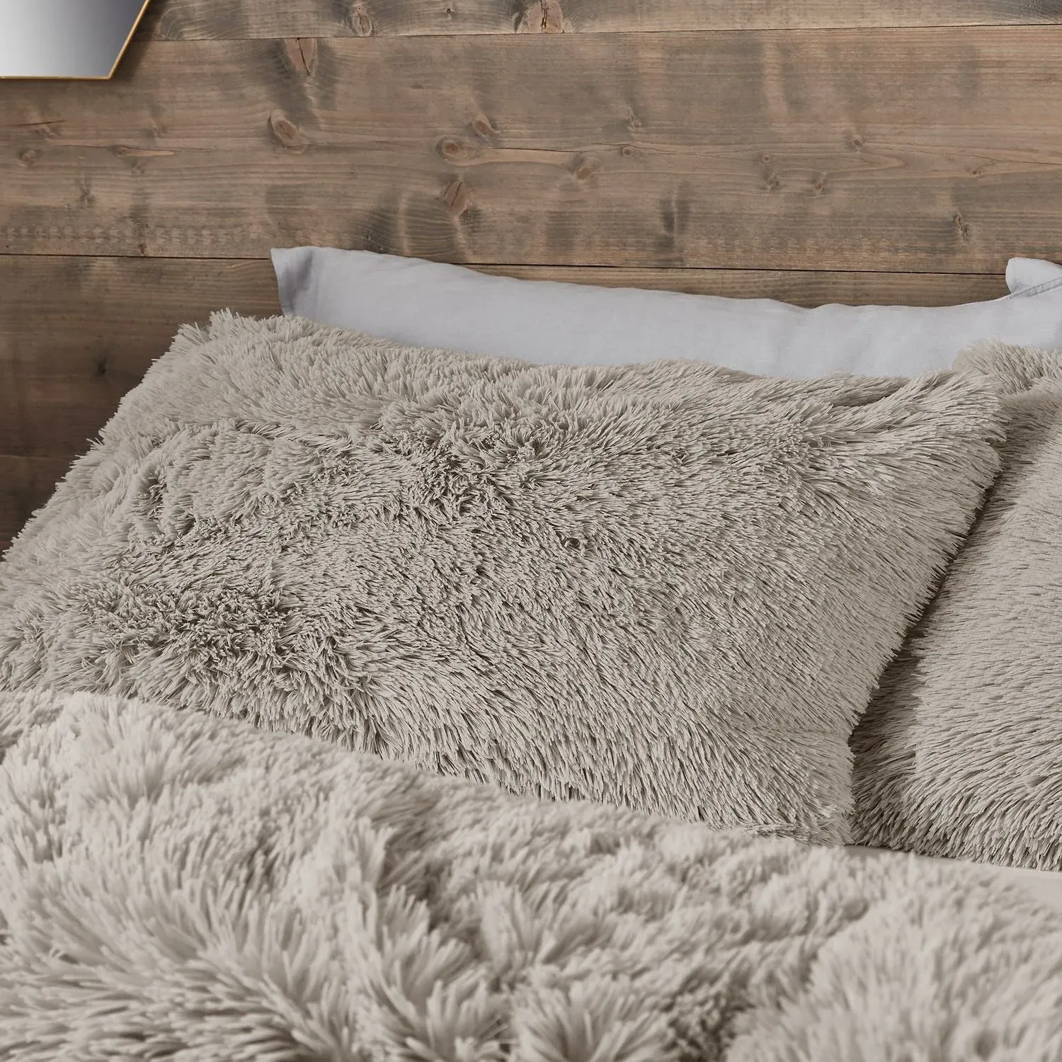 King Size Duvet Set Deep Pile - Natural, Faux Fur