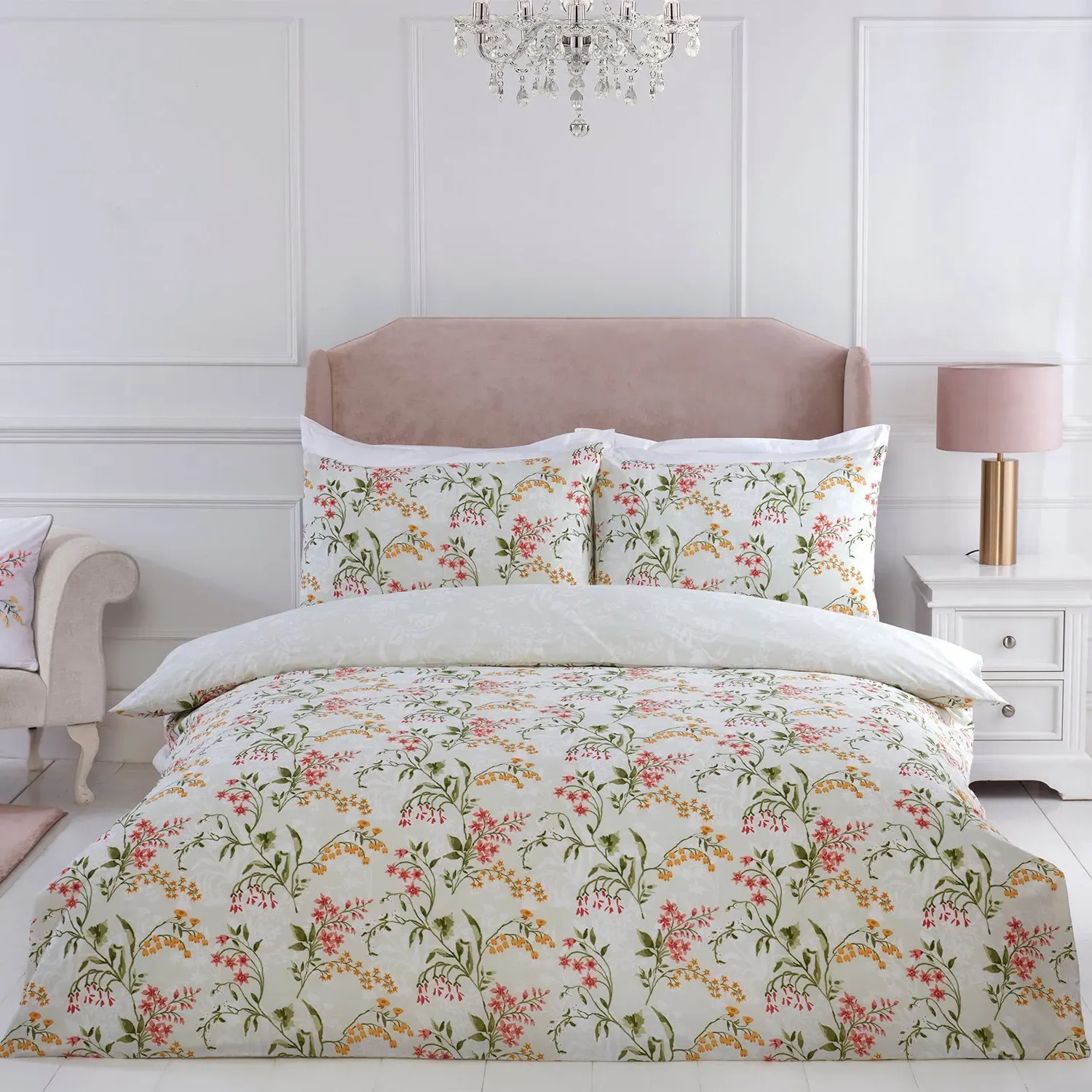 King Size Duvet Set Floral Print - Green