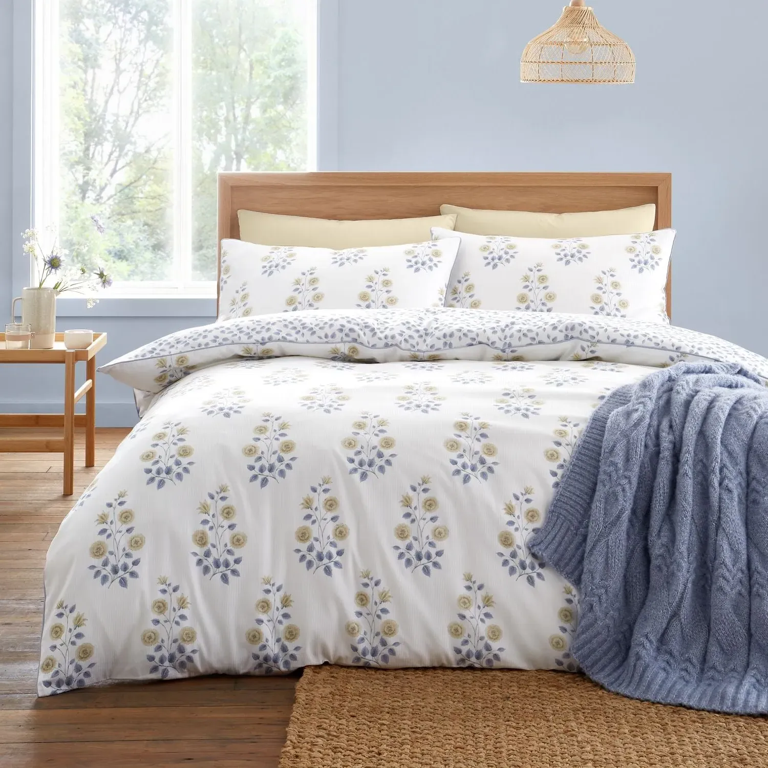 King Size Duvet Set Floral - White, Cotton