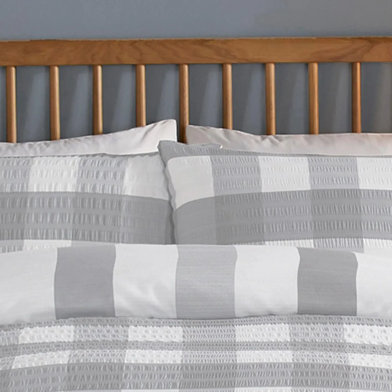 King Size Duvet Set Gingham - Grey, Seersucker image