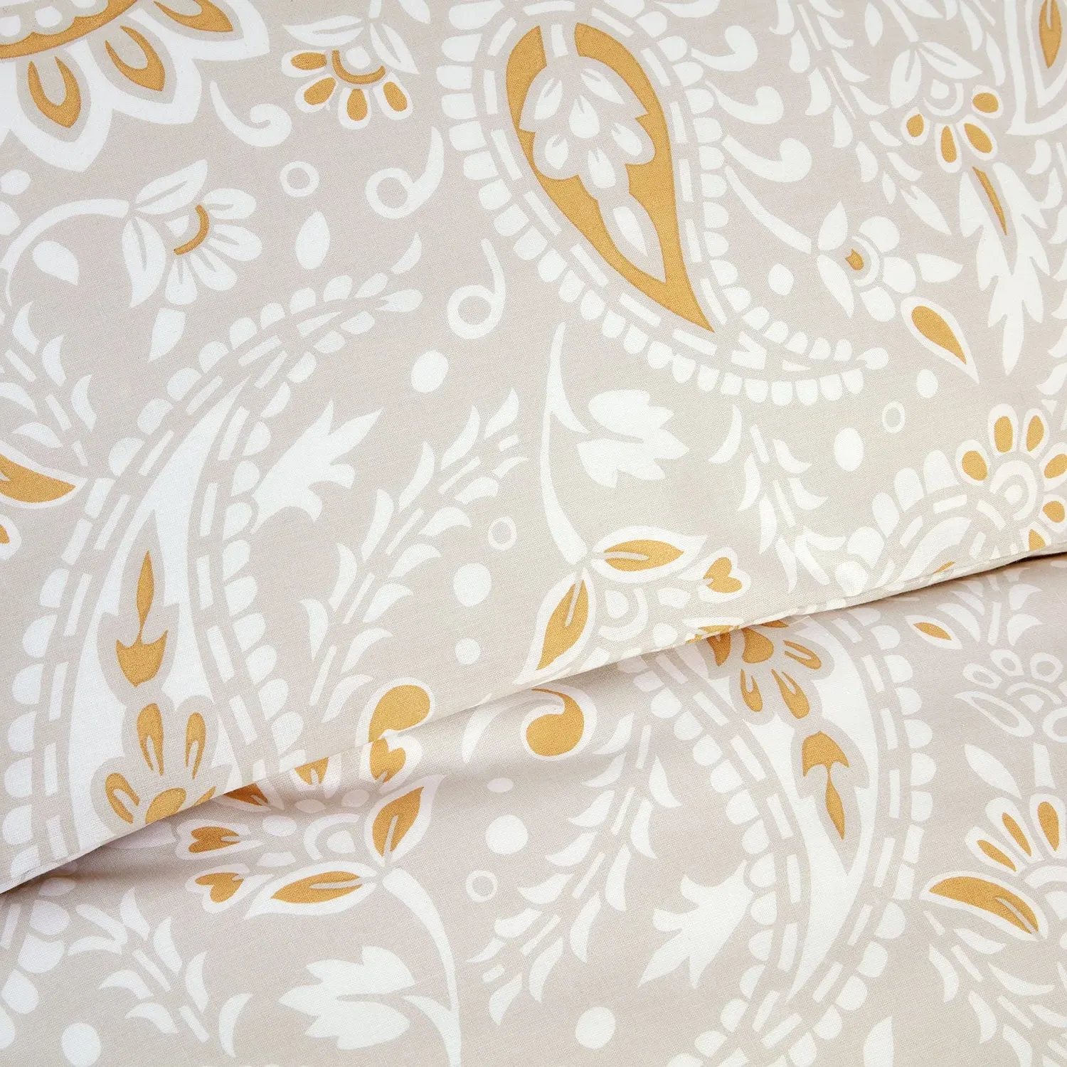 King Size Duvet Set Paisley Print - Yellow Ochre