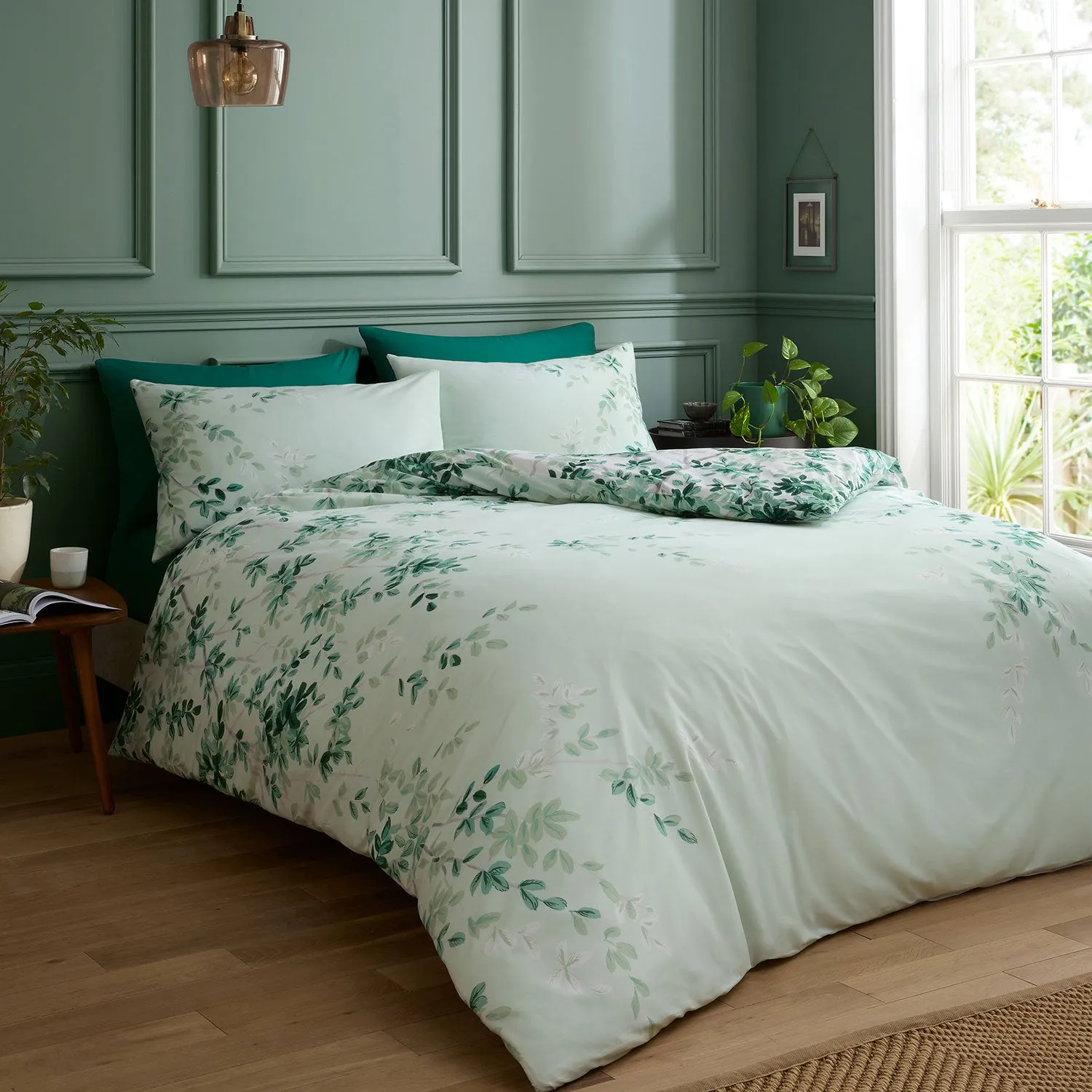 King Size Duvet Set Reversible - Green, Cotton