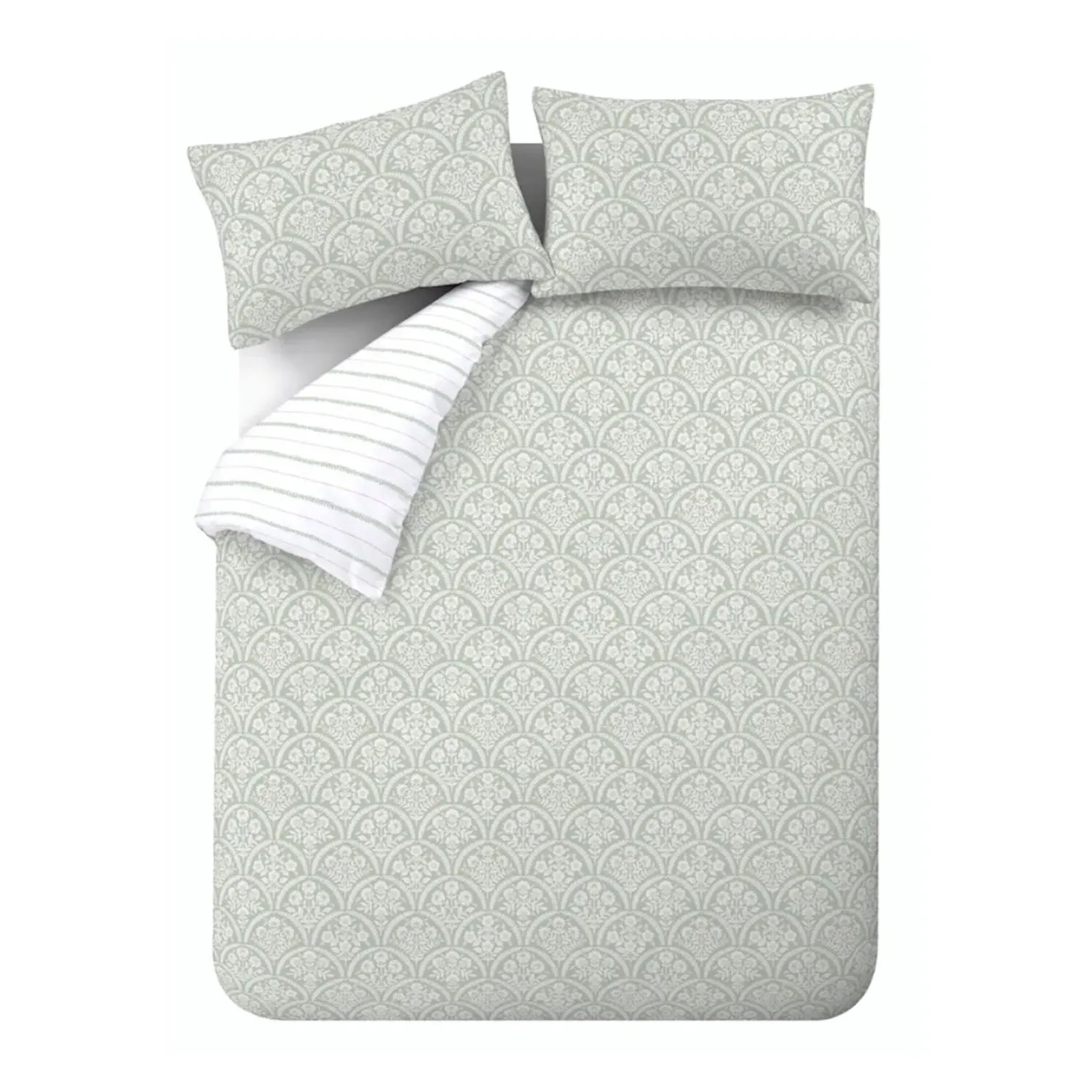 King Size Duvet Set Reversible - Green, Cotton