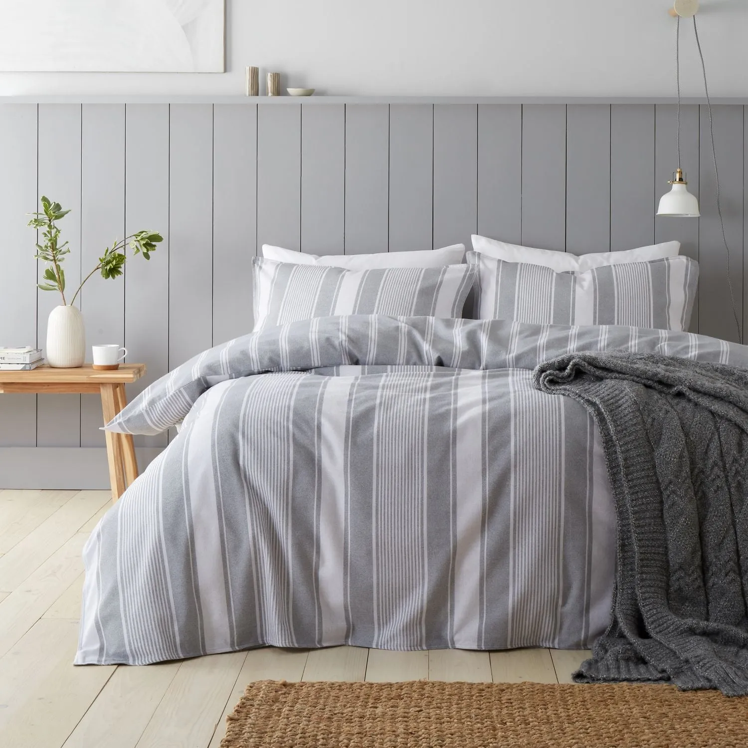 King Size Duvet Set Reversible - Grey, Cotton