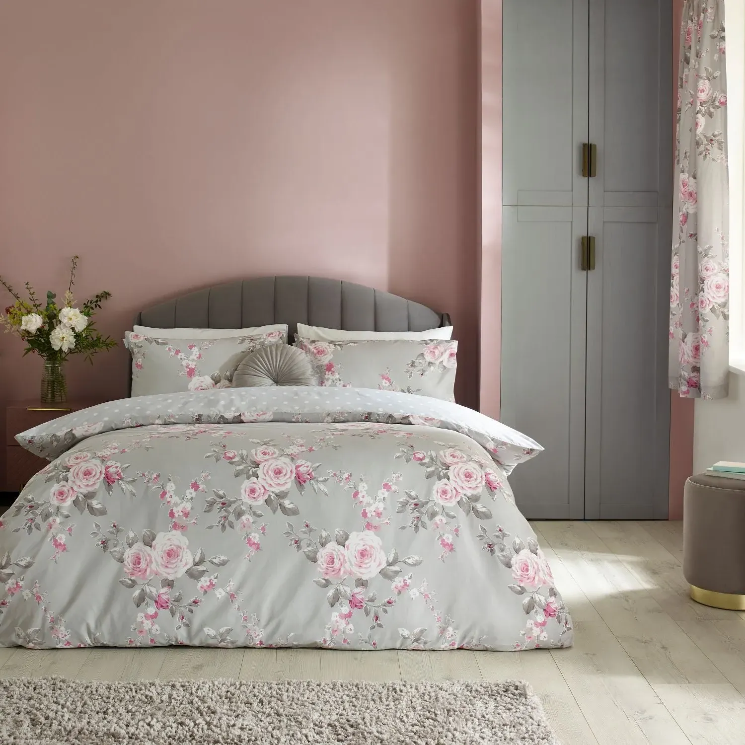 King Size Duvet Set Reversible - Grey, Cotton