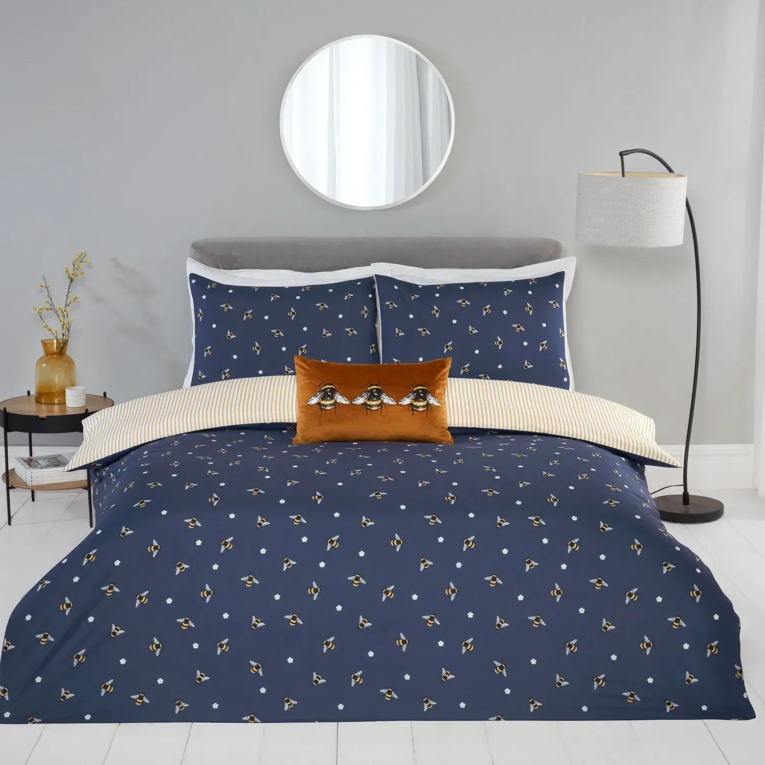 King Size Duvet Set Reversible - Navy, Soft