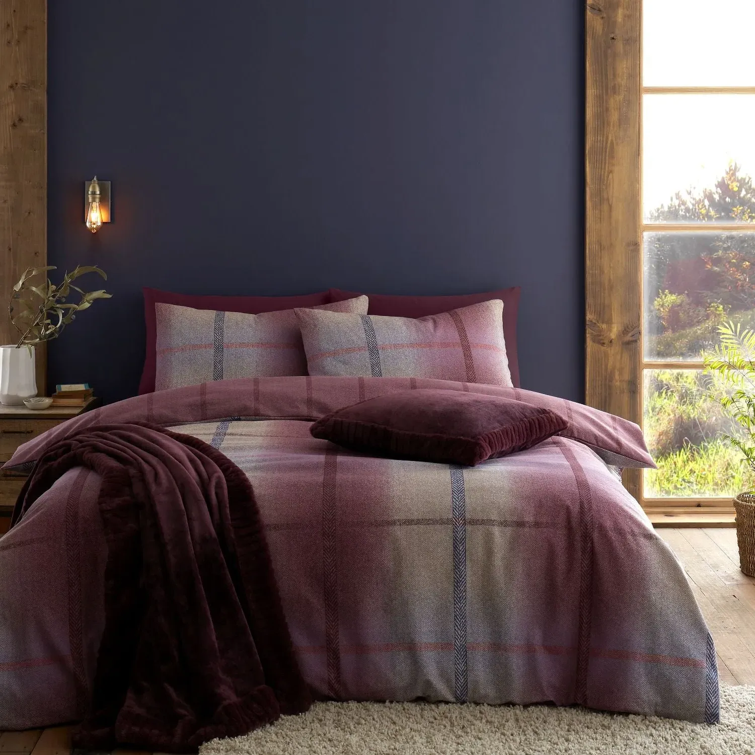 King Size Duvet Set Reversible - Purple, Cotton