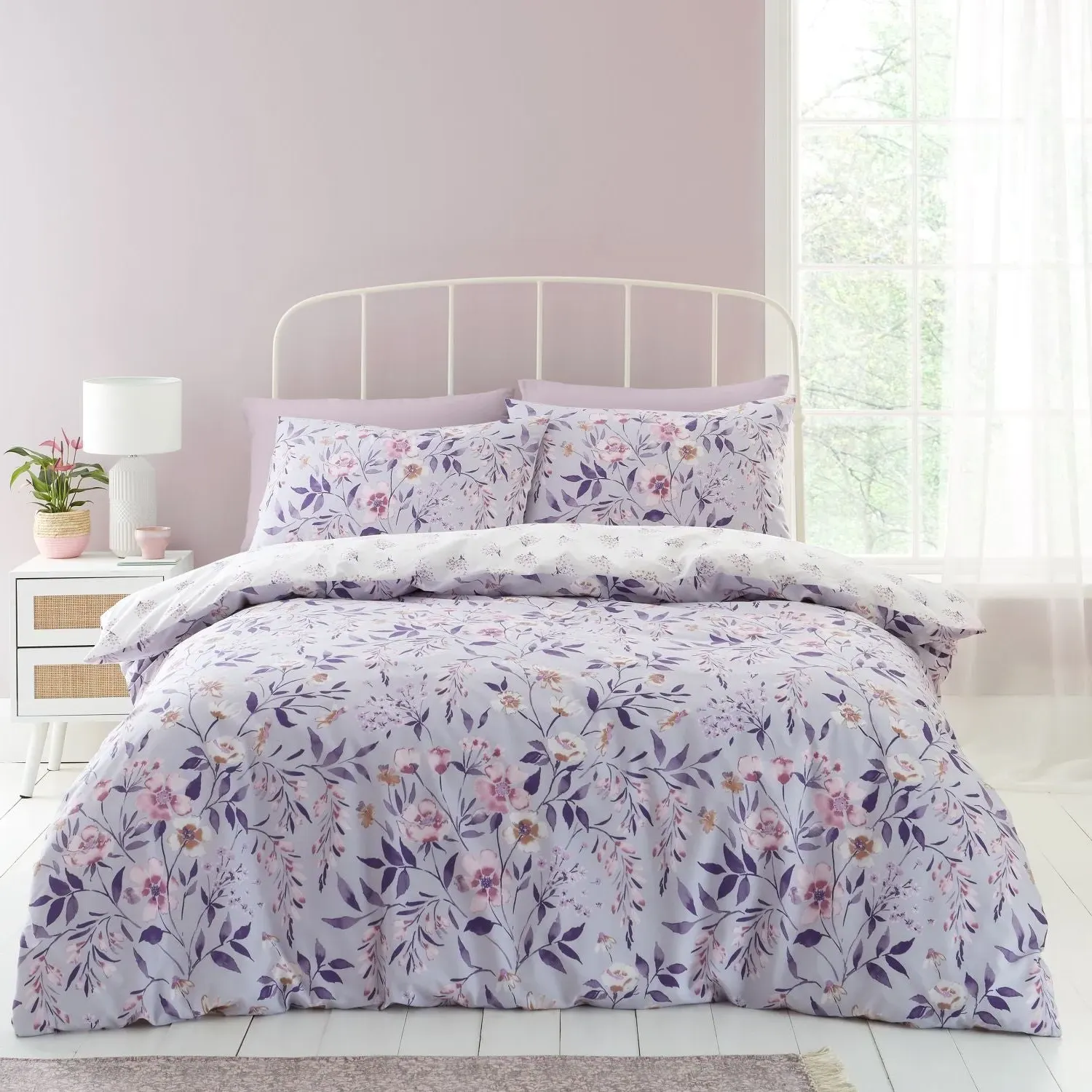 King Size Duvet Set Reversible - Purple, Cotton